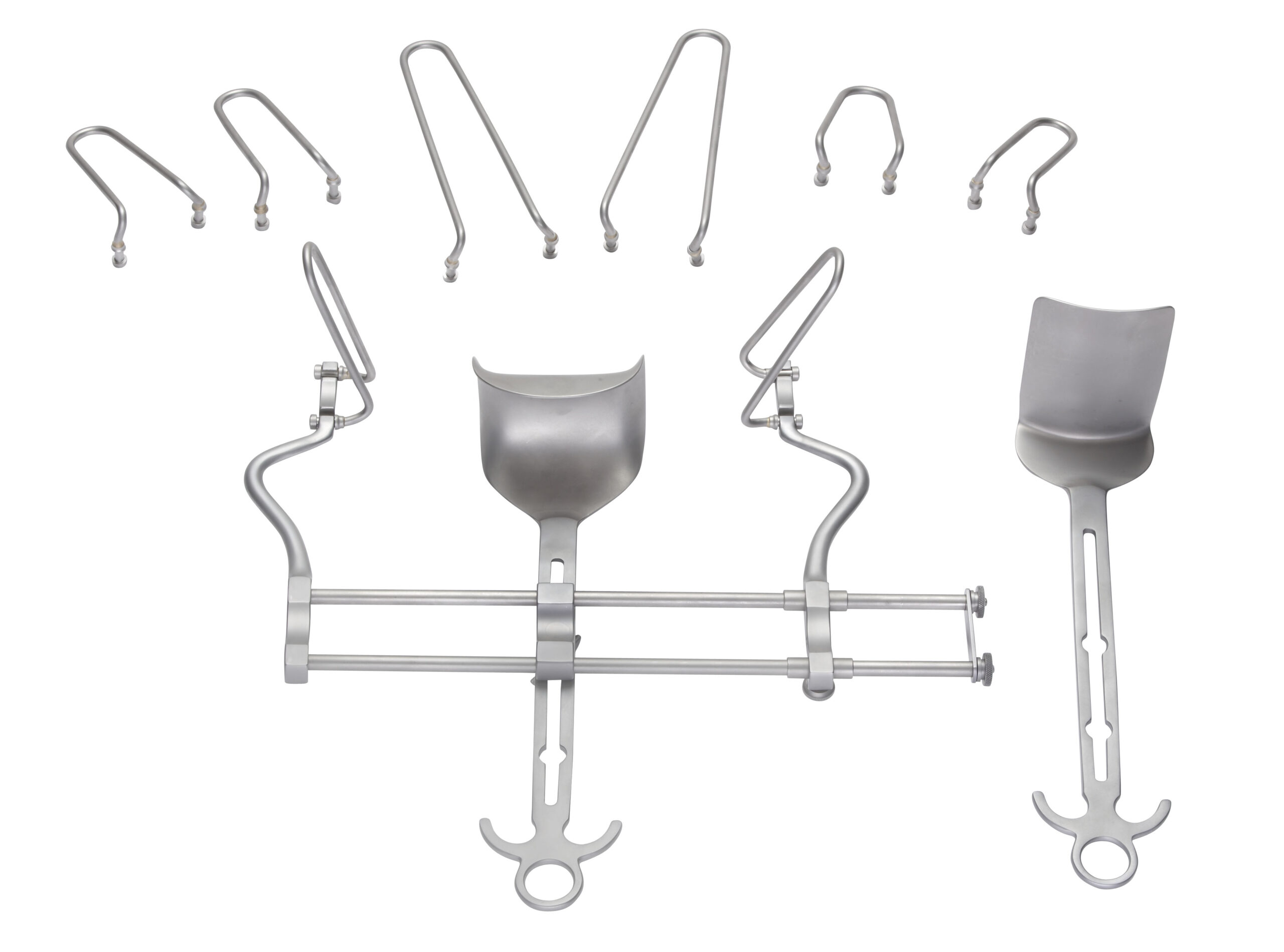 Balfour Interchangeable Retractor Set Complete (Consisting of 4 sets of Lateral Blades 65mm/ 85mm/ 105mm & 155mm Deep 1 Balfour Centre Blade 70mm Wide x 70mm Deep & 1 Straight Centre Blade 70mm Wide x 100mm Deep) - Bolton Surgical