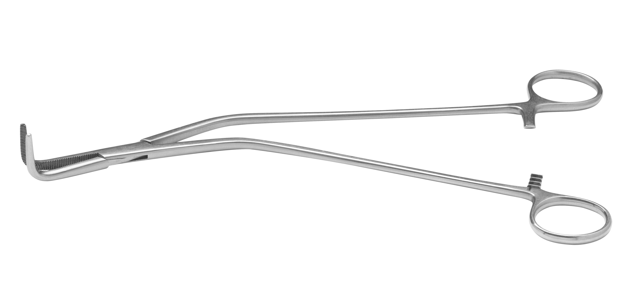 McDougal Prostatectomy Clamp Angled to Left with 40mm Fully Serrated Jaw Overall Length 255mm - Bolton Surgical