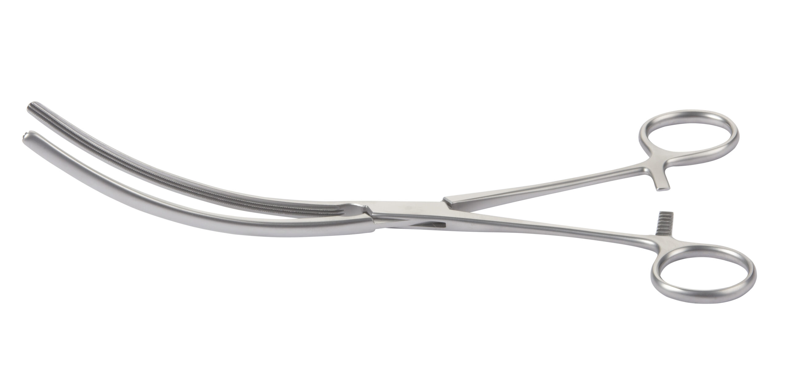 Doyen Clamp Curved with 2 x 3 Debakey Atraumatic Jaws Box Joint Overall Length 240mm - Bolton Surgical