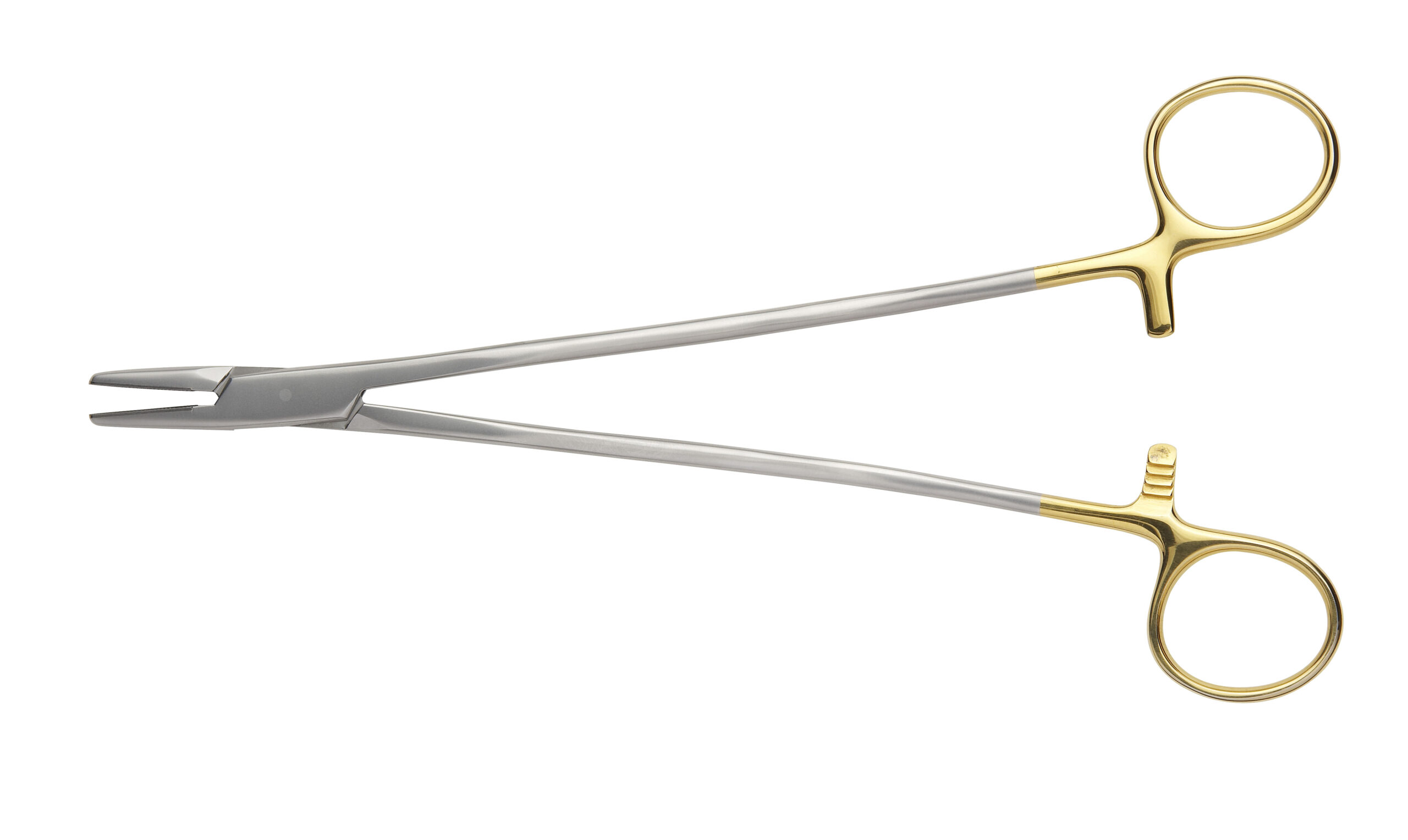 Bozemann Needle Holder with Serrated Tungsten Carbide Inserts and Curved Shanks - Bolton Surgical