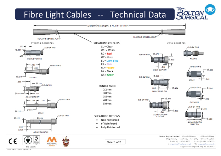 Technical Data Sheet – Fibre Light Cables - Bolton Surgical