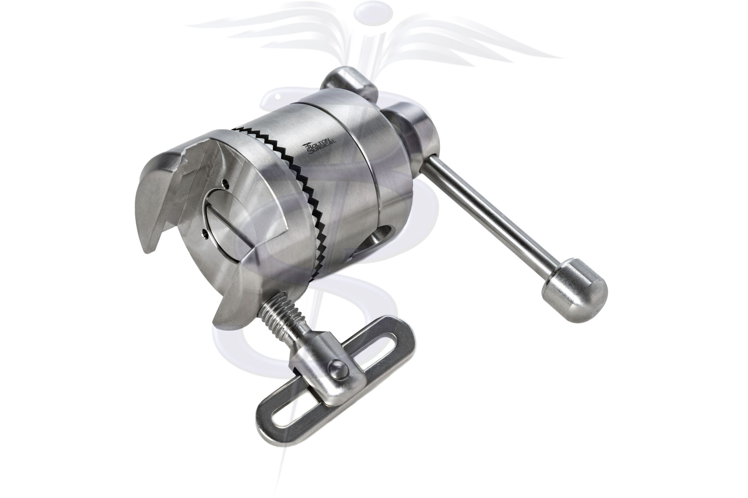 Bolton Holder Radial Table Clamp – for fixing Posts in a variety of radial positions with a maximum diameter if 16mm.  Made to fit all commonly used table rail systems. - Bolton Surgical