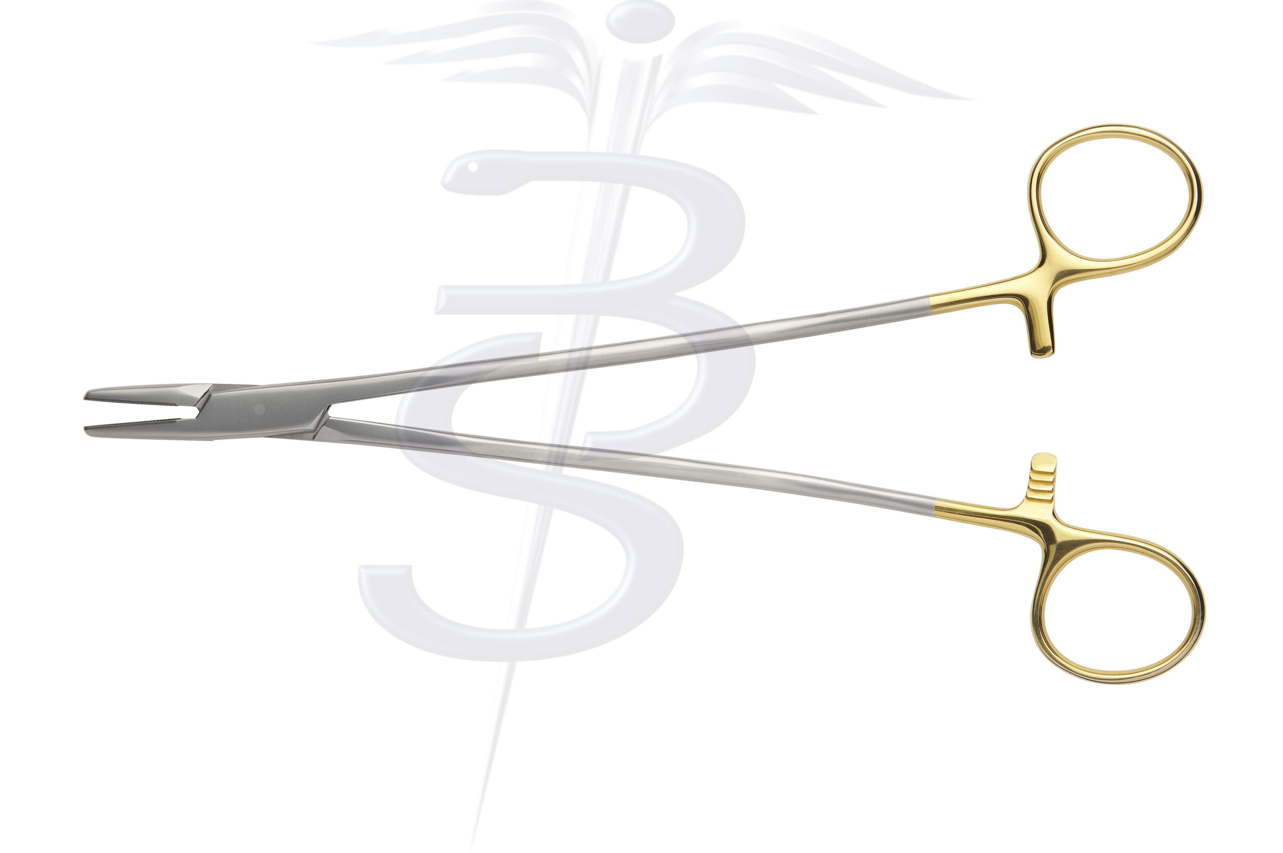Bozemann Needle Holder with Serrated Tungsten Carbide Inserts and Curved Shanks - Bolton Surgical
