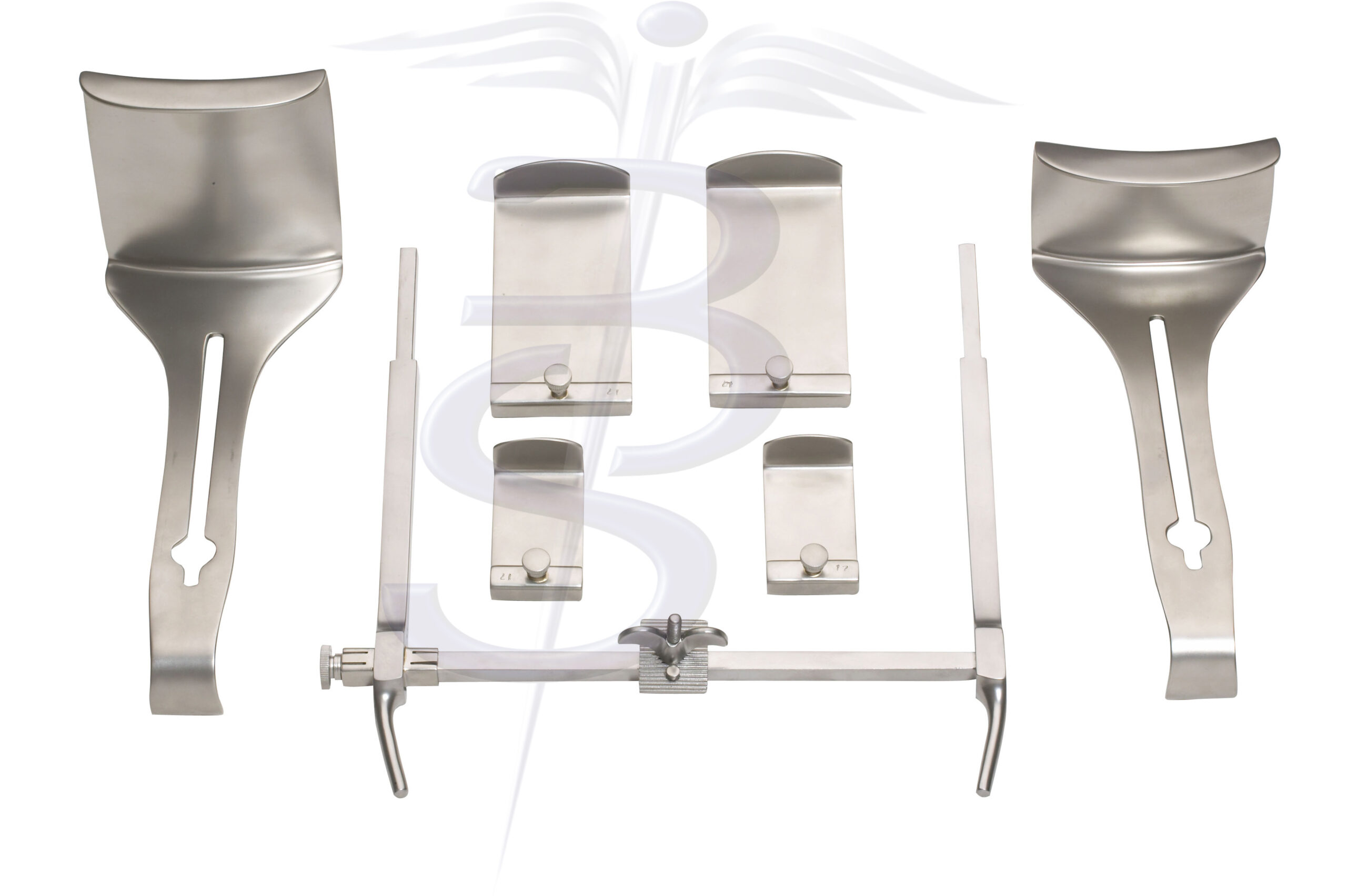 Goligher Abdominal Self Retaining Retractor Complete with 2 Centre Blades 90mm (D) x 90mm (W) & 55mm (D) x 90mm (W) and 2 Sets of Lateral Blades 90mm (D) x 50mm (W) & 50mm (D) x 30mm (W) - Bolton Surgical