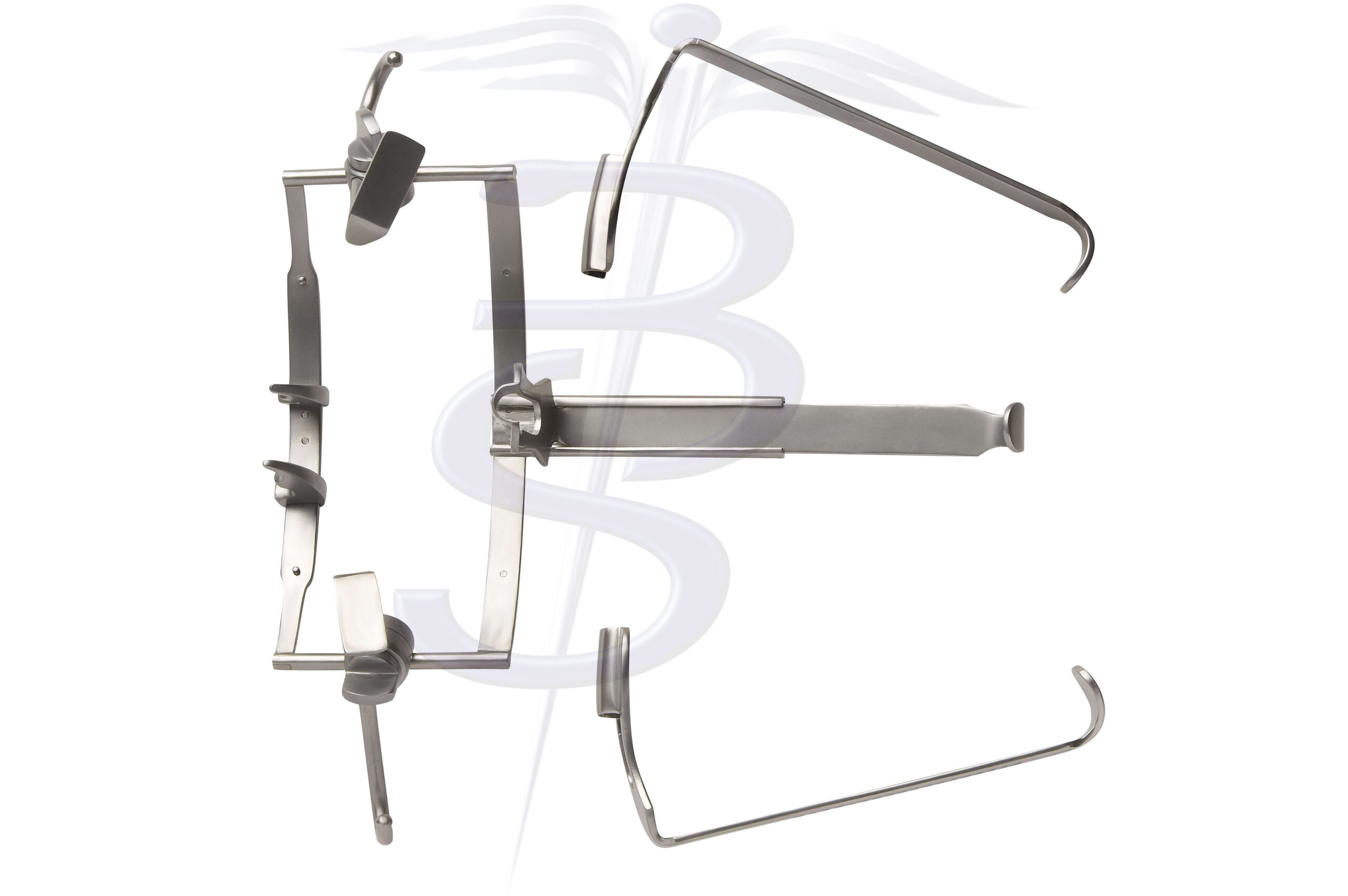 Dingman Mouth Gag Complete Set Comprising Frame, 3 Tongue Depressors and 2 Adjustable Lateral Blades 145mm Overall Length - Bolton Surgical