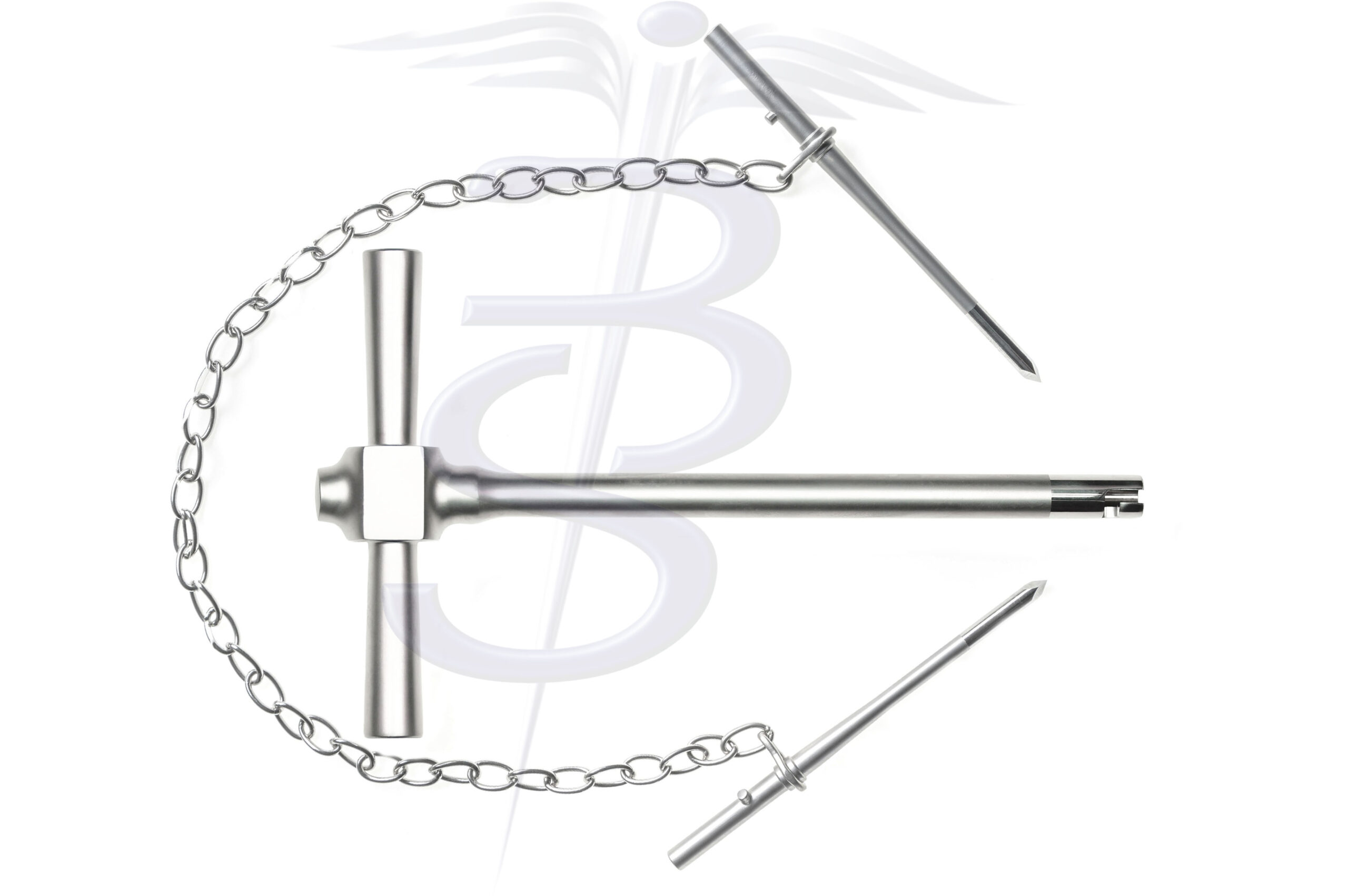 Charnley Heavy Duty Pin Inserter / Remover with two Pins and Chain - Bolton Surgical