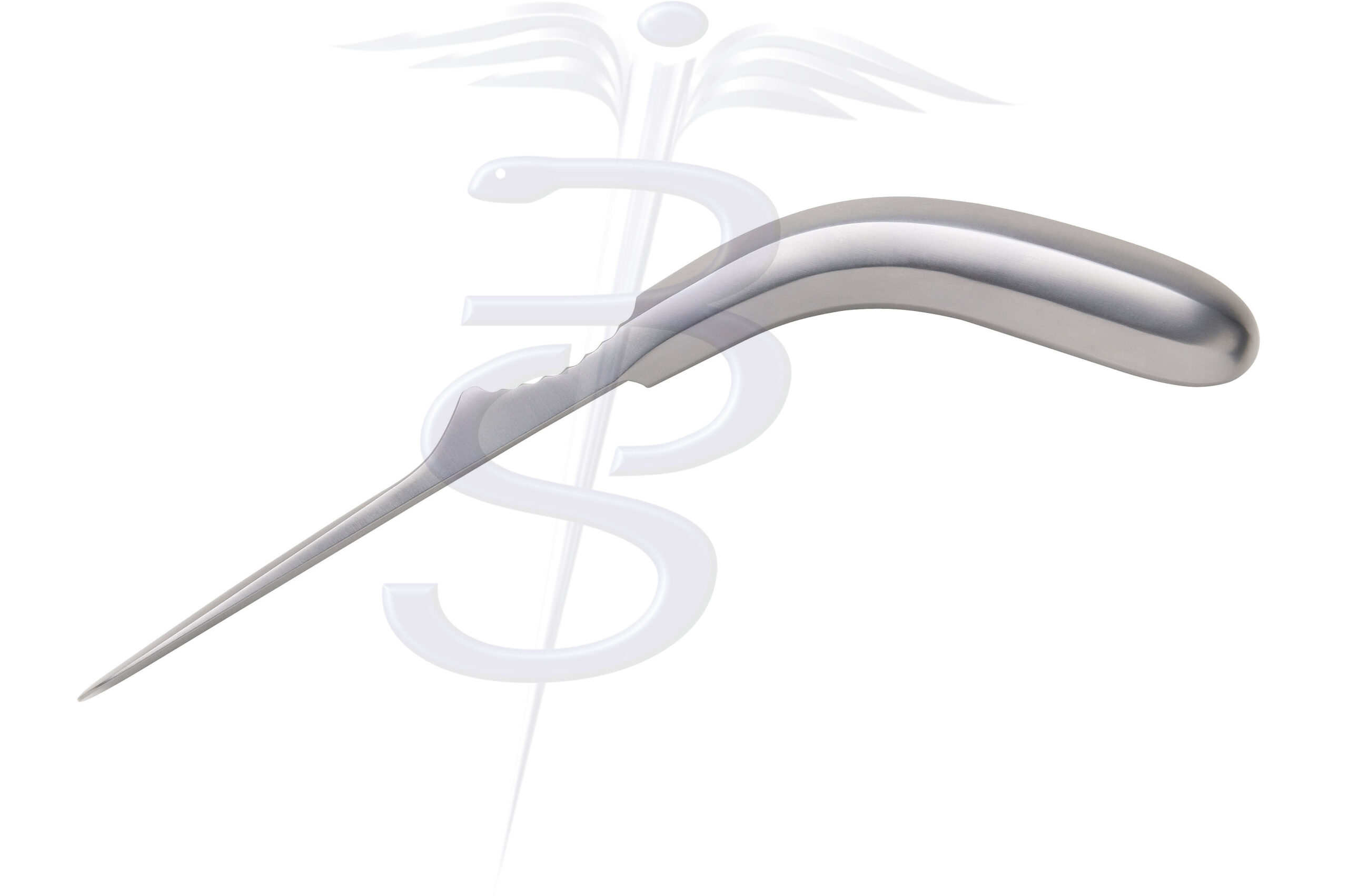 Jones Rougine Convex Sharp Edge Banana Handle 185mm - Bolton Surgical