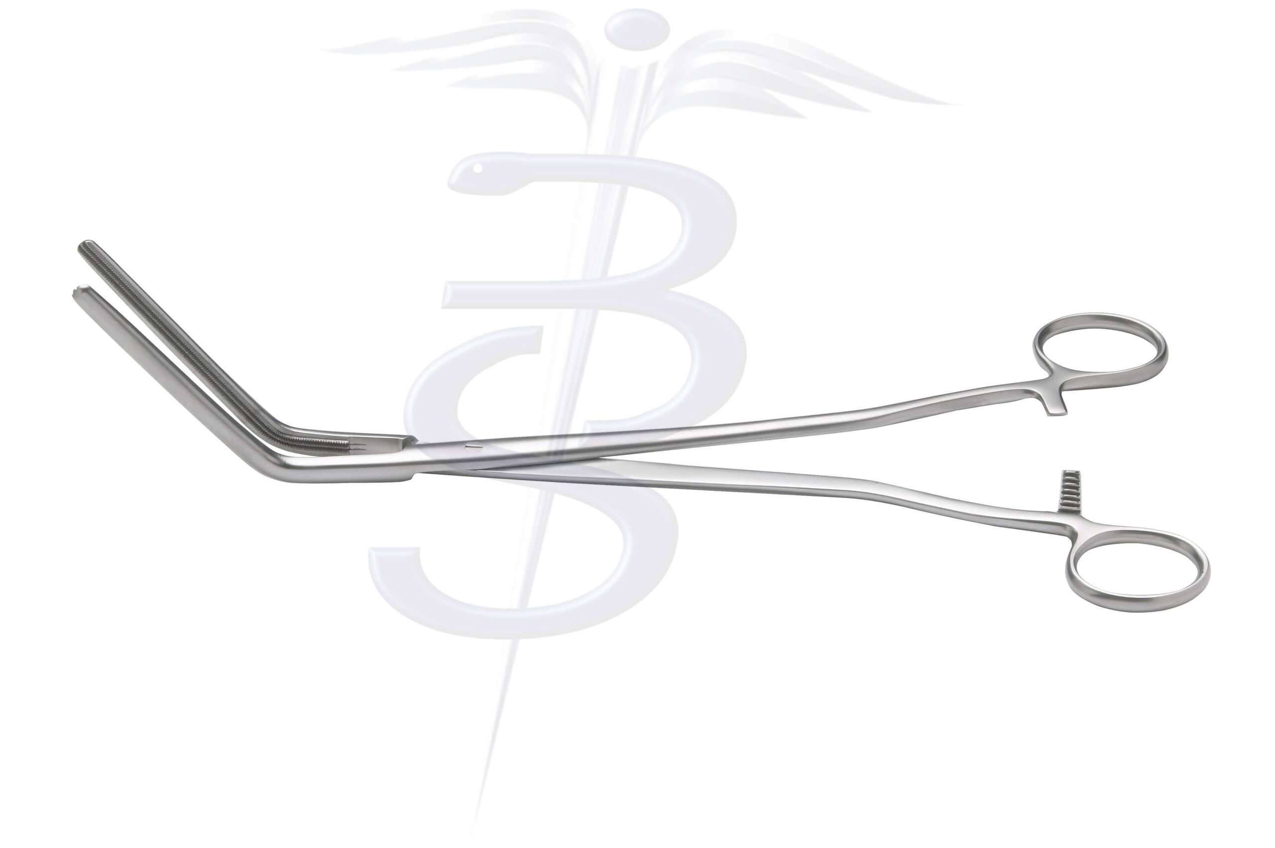 Dickens Bowel Clamp 2nd Curve with 45 Degree Angled 1:2 Atraumatic Jaw Overall Length 280mm - Bolton Surgical