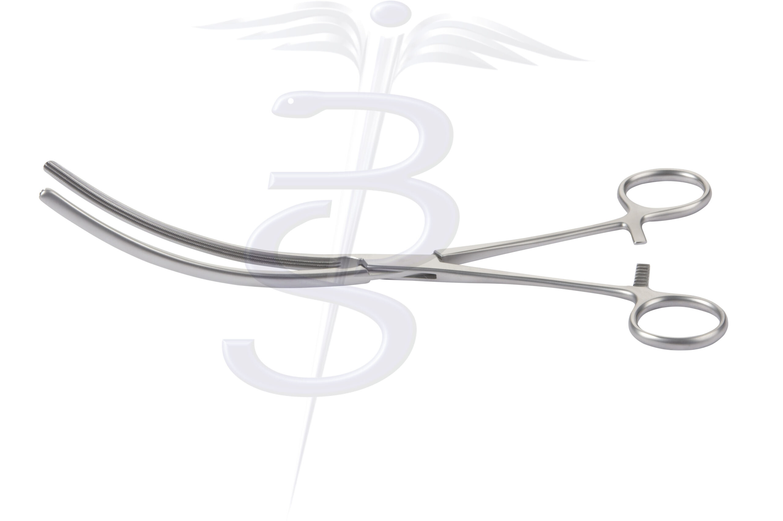 Doyen Clamp Curved with 2 x 3 Debakey Atraumatic Jaws Box Joint Overall Length 240mm - Bolton Surgical