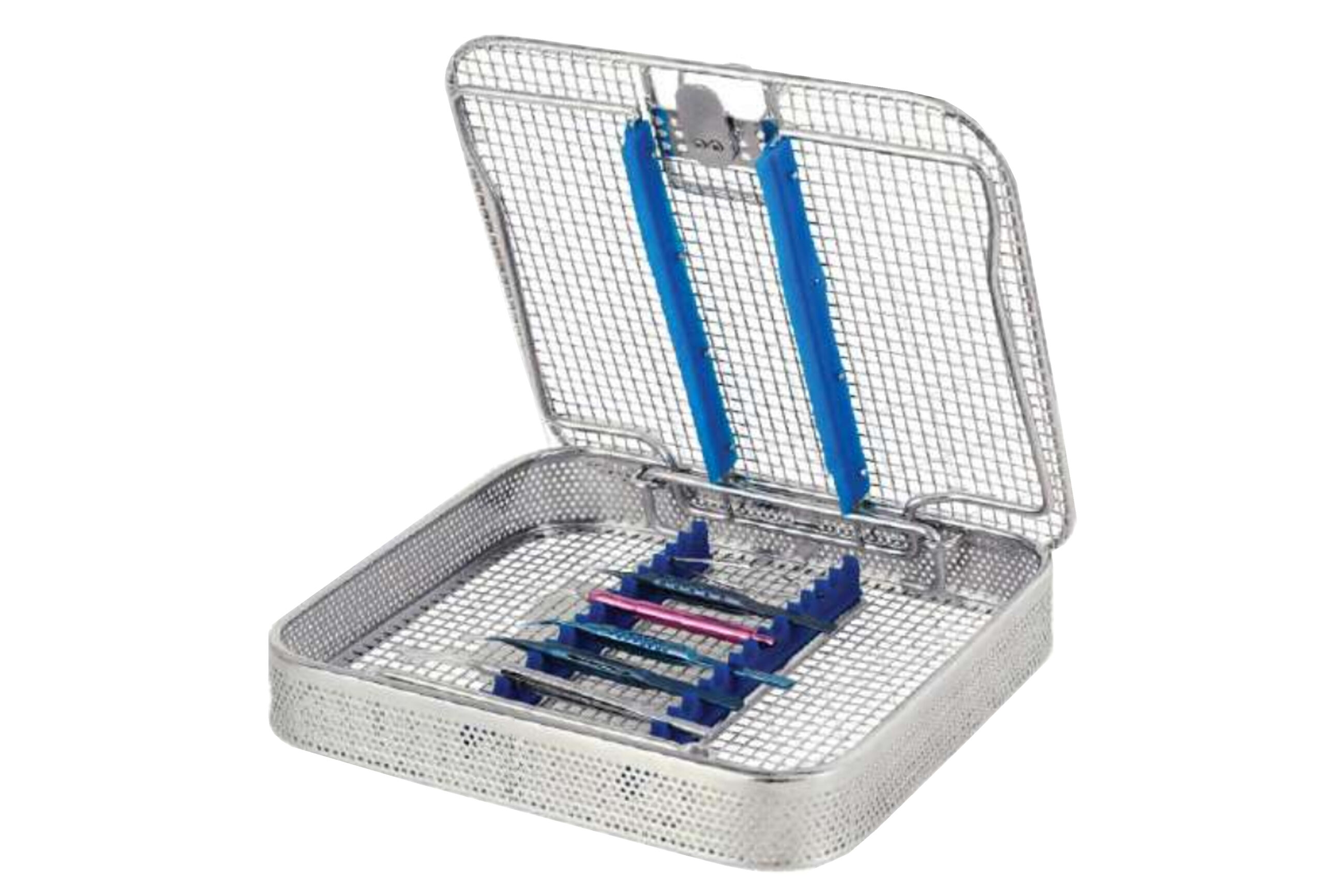 Micro Ophthalmic Basket with Lid, Silicone Inserts & Silicone Strips - Bolton Surgical