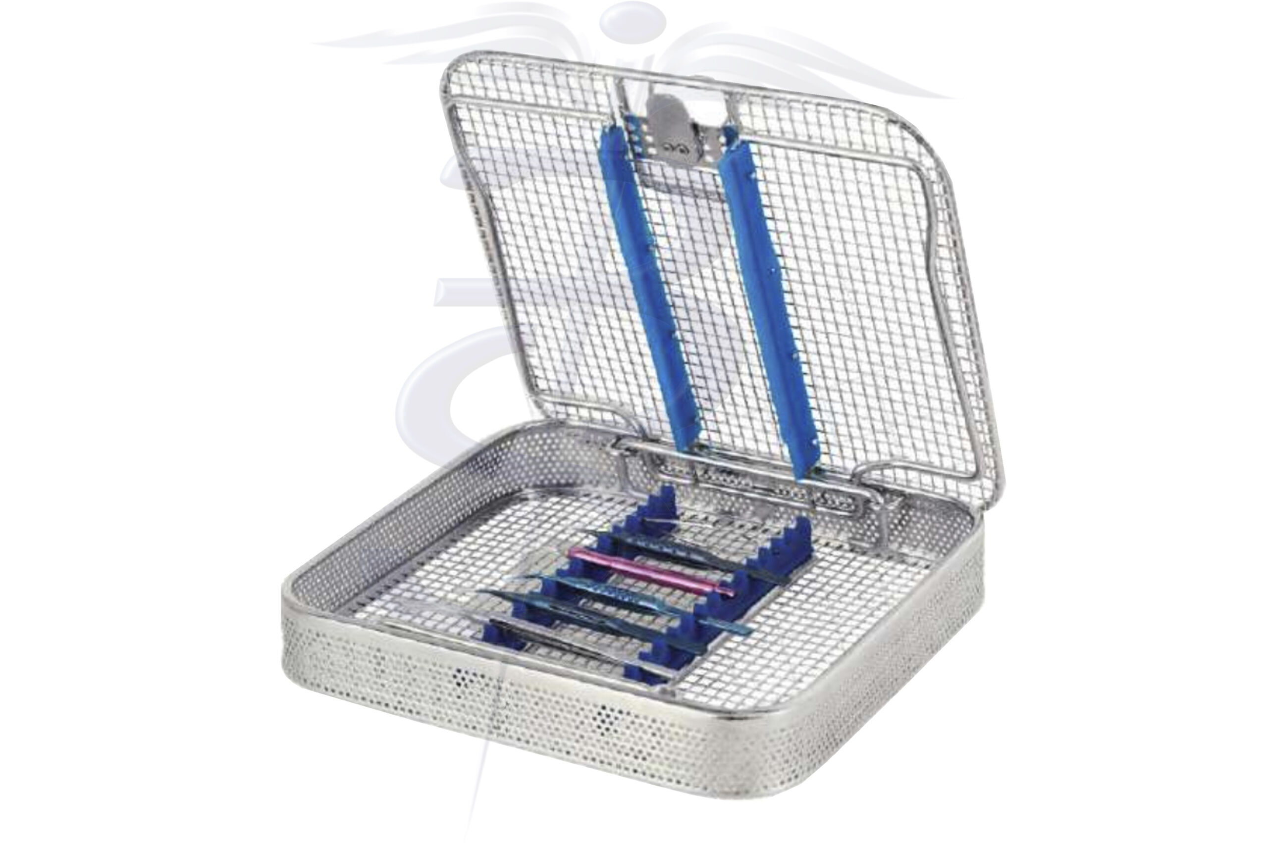 Micro Ophthalmic Basket with Lid, Silicone Inserts & Silicone Strips - Bolton Surgical