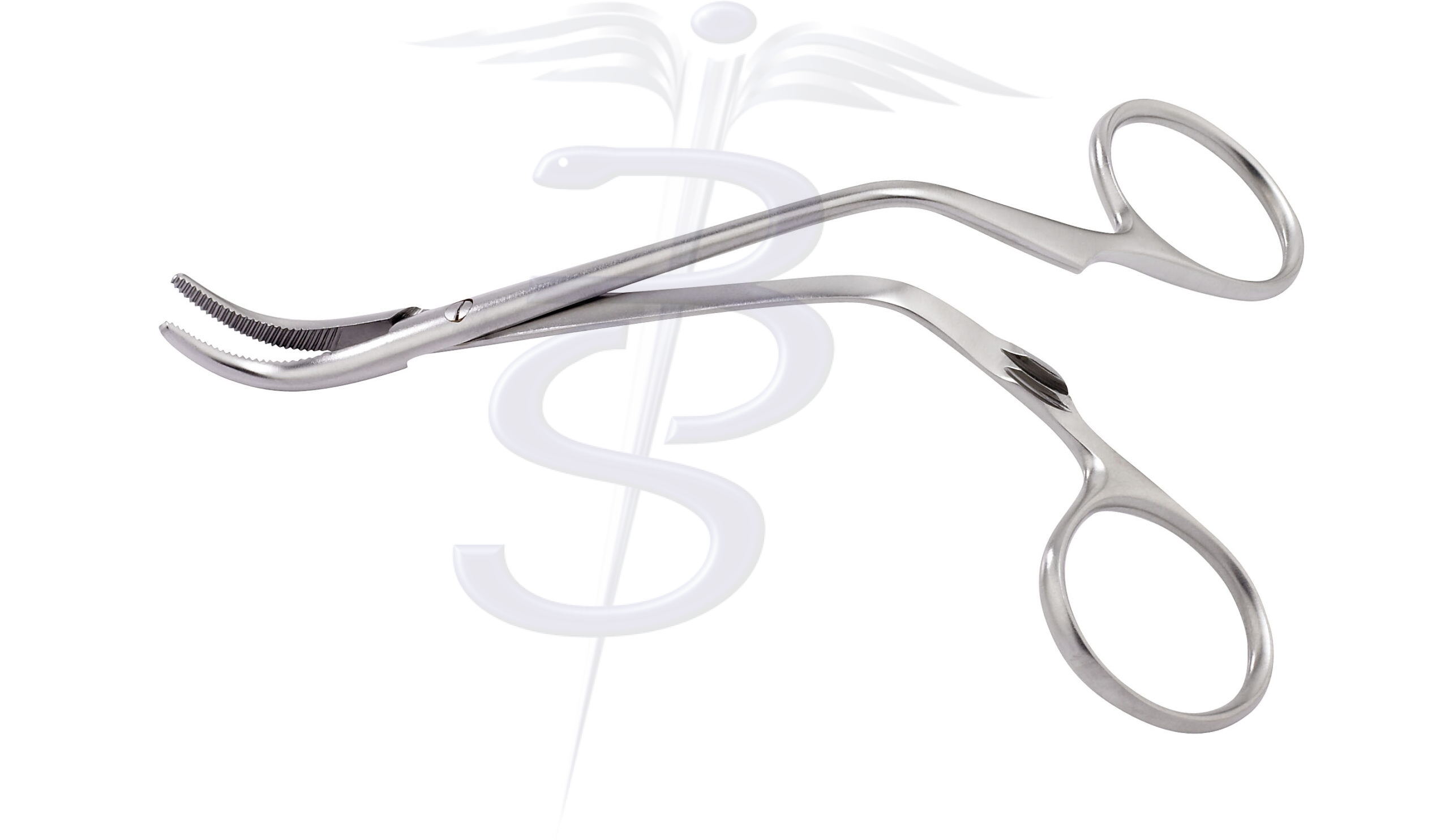 Wright Orbital Forceps Angled Shank with Fully Serrated Curved Jaw 125mm - Bolton Surgical