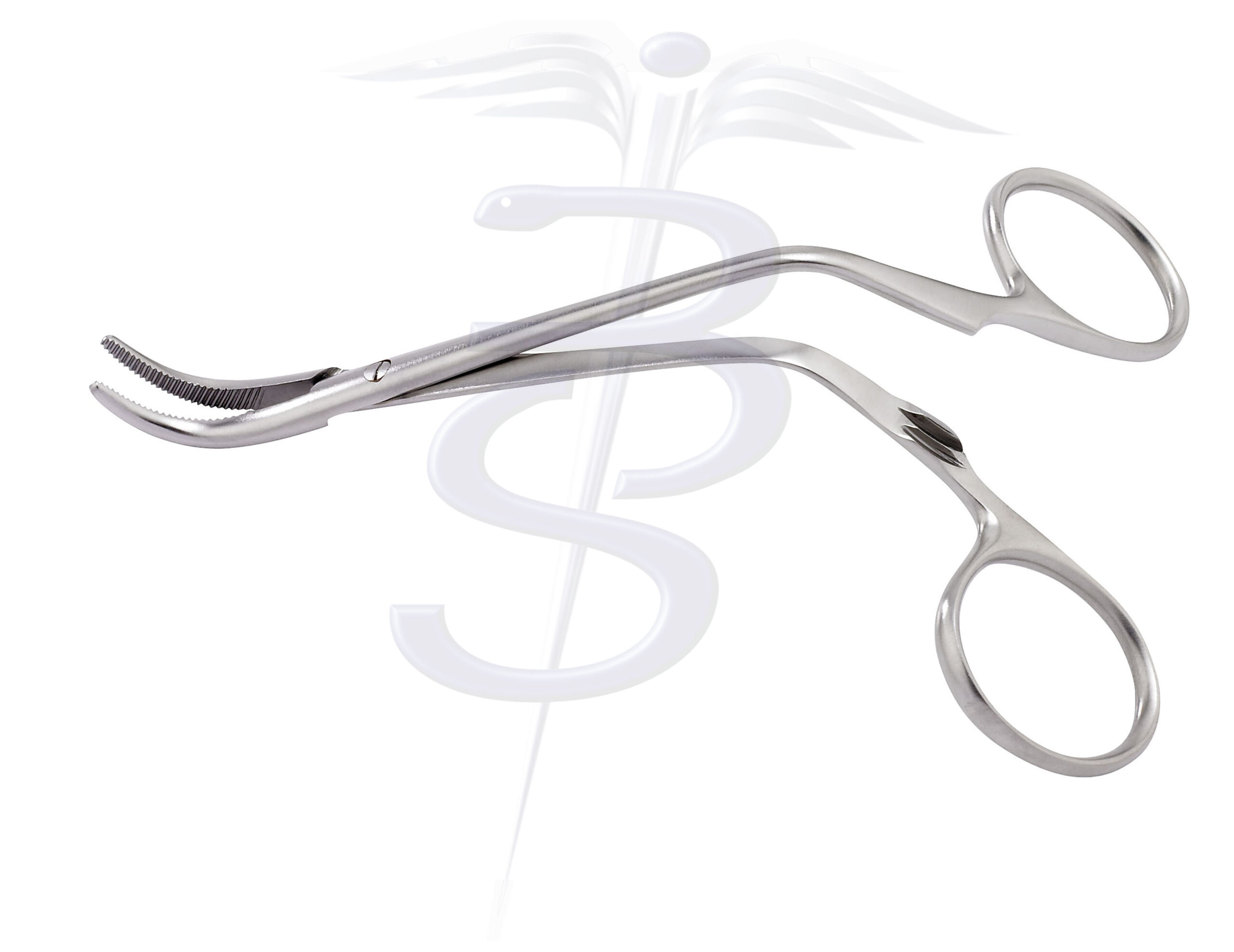 Wright Orbital Forceps Angled Shank with Fully Serrated Curved Jaw 125mm - Bolton Surgical
