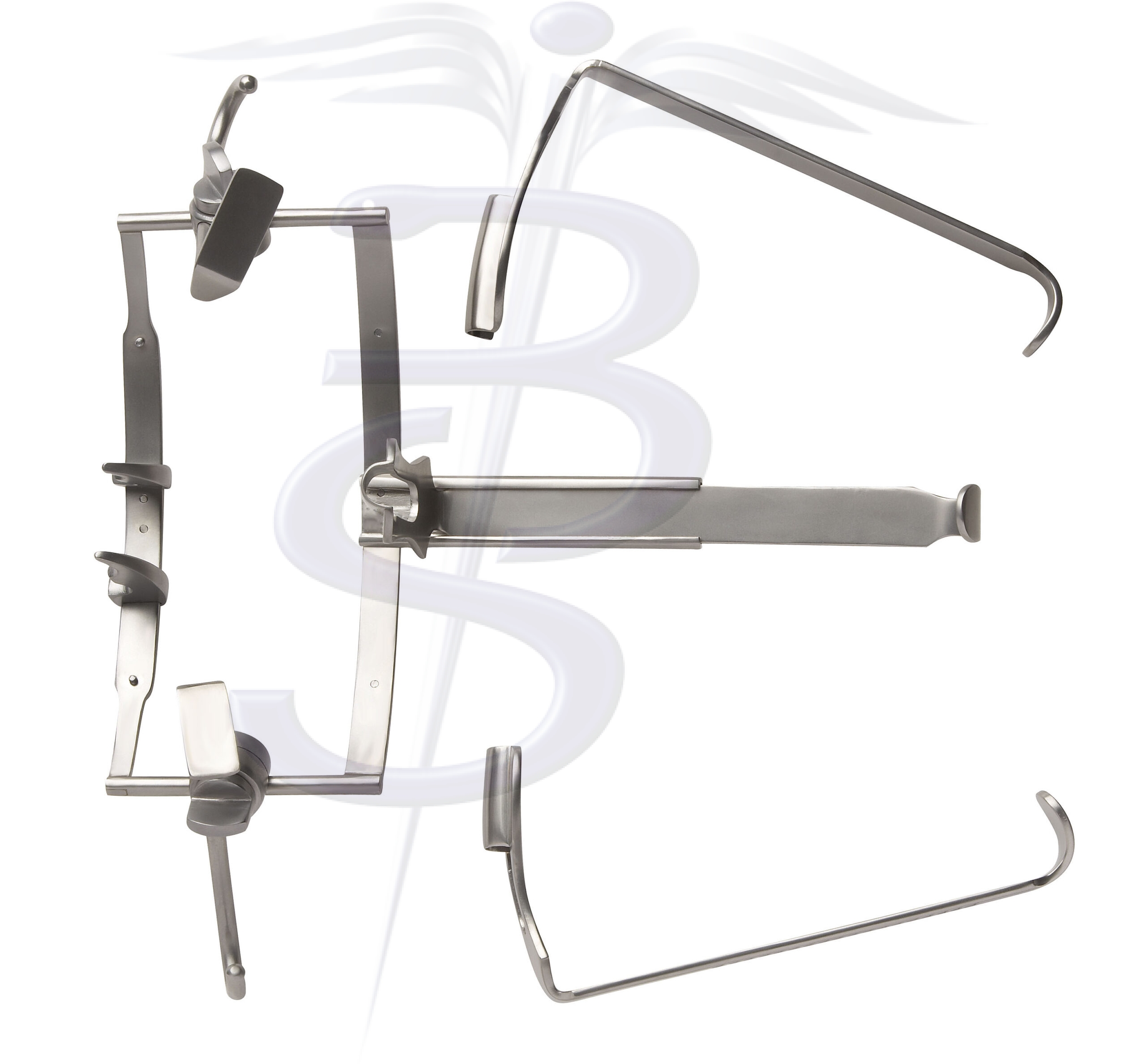 Dingman Mouth Gag Complete Set Comprising Frame, 3 Tongue Depressors and 2 Adjustable Lateral Blades 145mm Overall Length - Bolton Surgical
