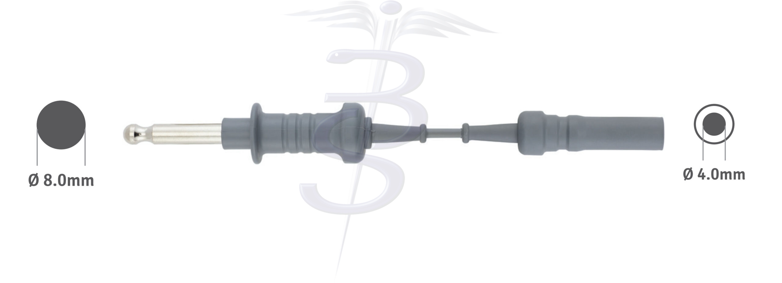 Cable Bolton-230 Monopolar 8.0mm Bovie Generator Connector with 4.0mm Pin in 8mm Socket to fit Laparascope/Endoscope - Bolton Surgical