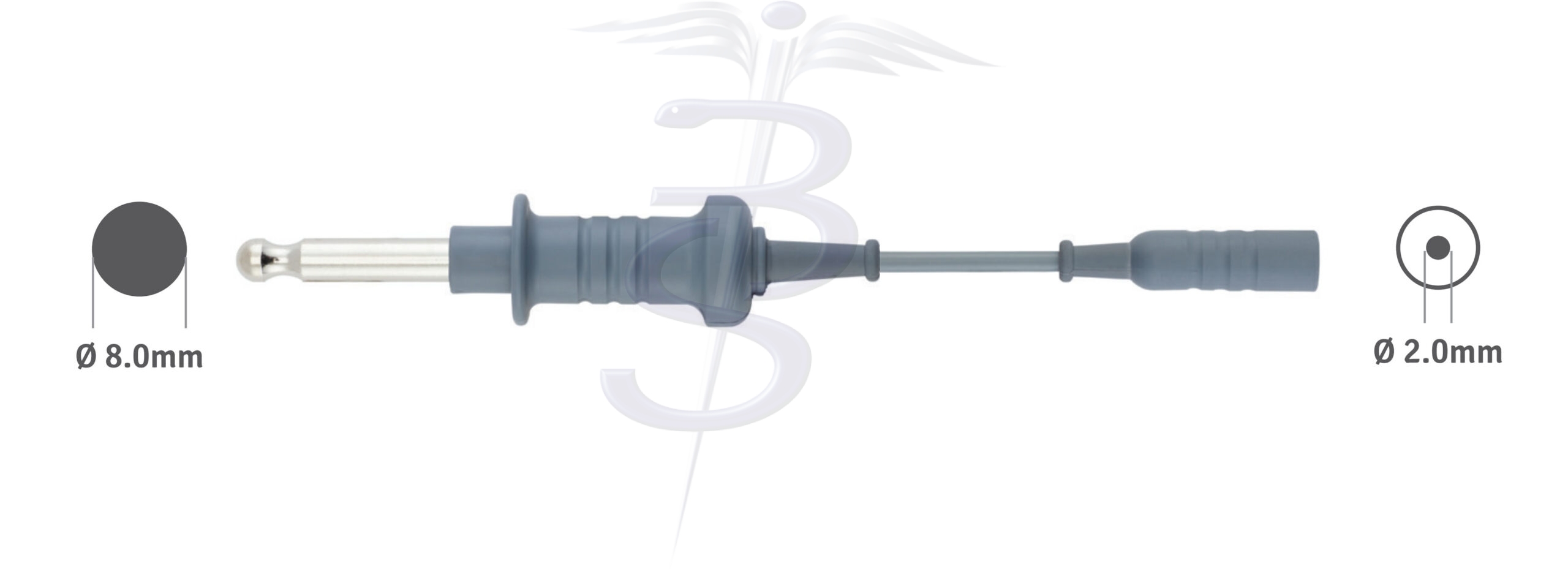 Cable Bolton-230 Monopolar 8.0mm Bovie Generator Connector with 2.0mm Pin in 8mm Socket to fit Wolf / Storz Resectoscope - Bolton Surgical