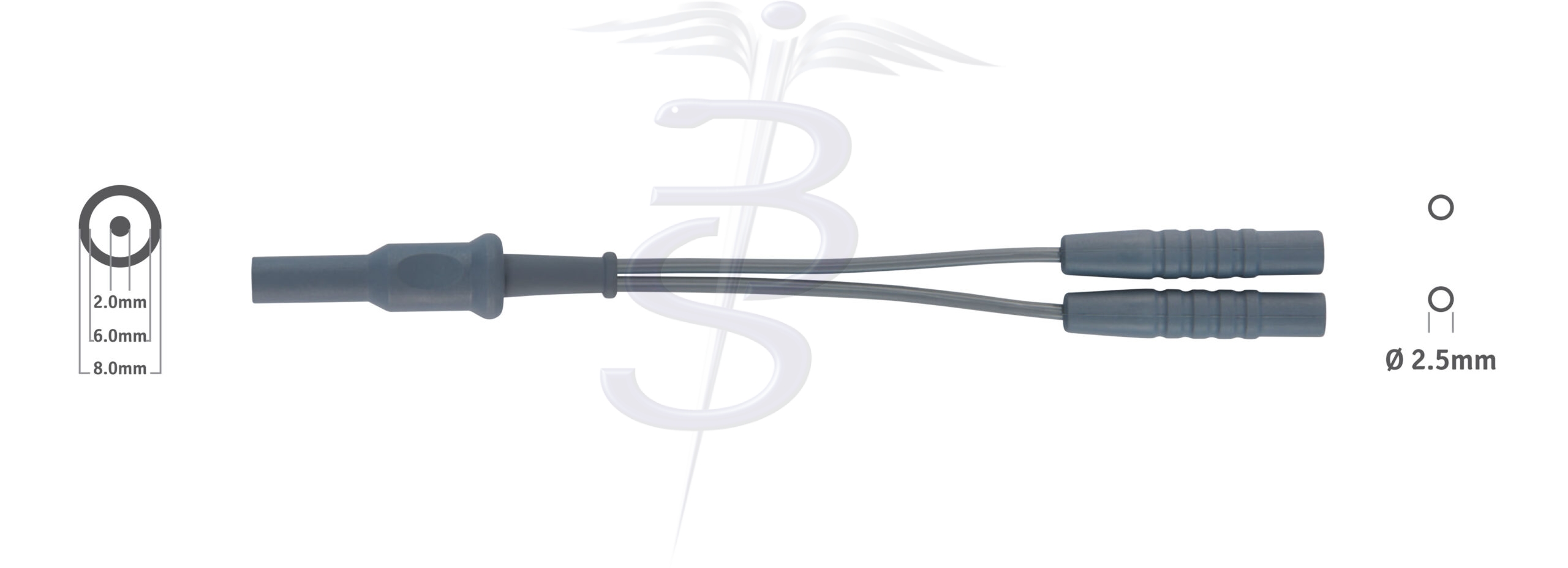 Cable Bolton-230 Bipolar 8.0mm Coaxial Generator Connector to fit Ethicon Powerstar™ Scissors 5 Metres - Bolton Surgical