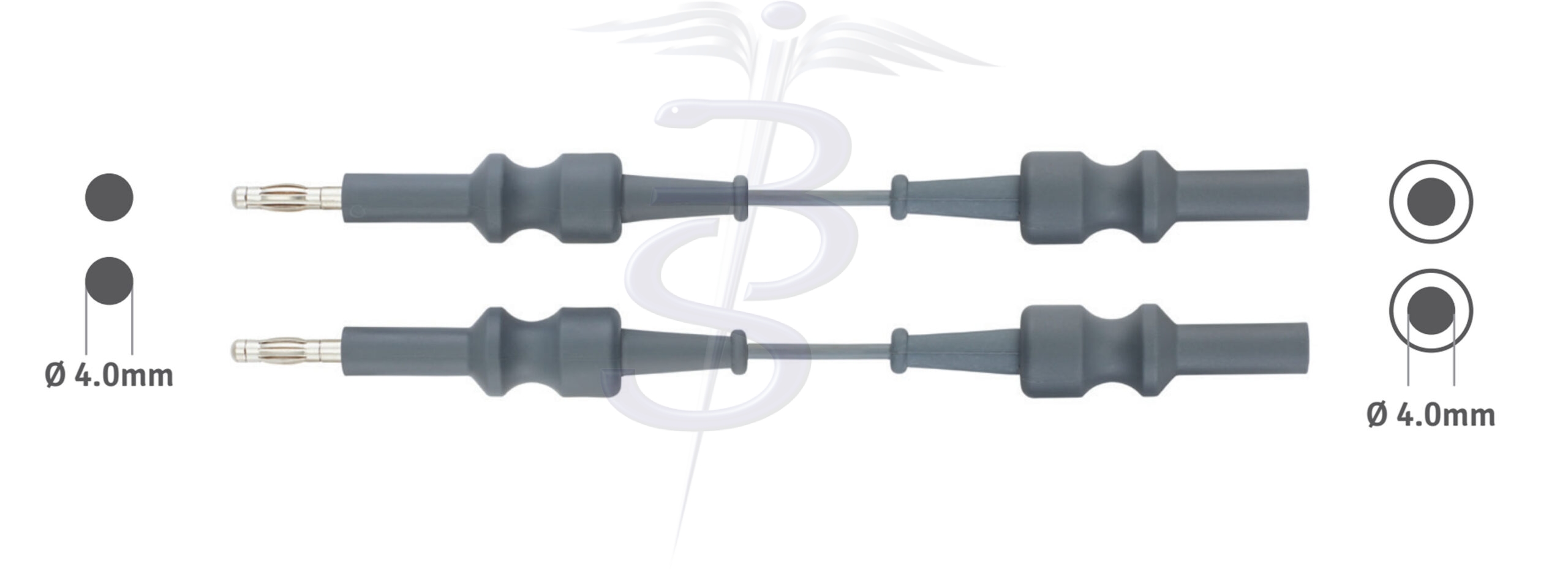 Cable Bolton-230 Bipolar 4.0mm Twin Pin Generator Connector with 4.0mm Twin Female Socket to fit Artery Sealer Connector - Bolton Surgical