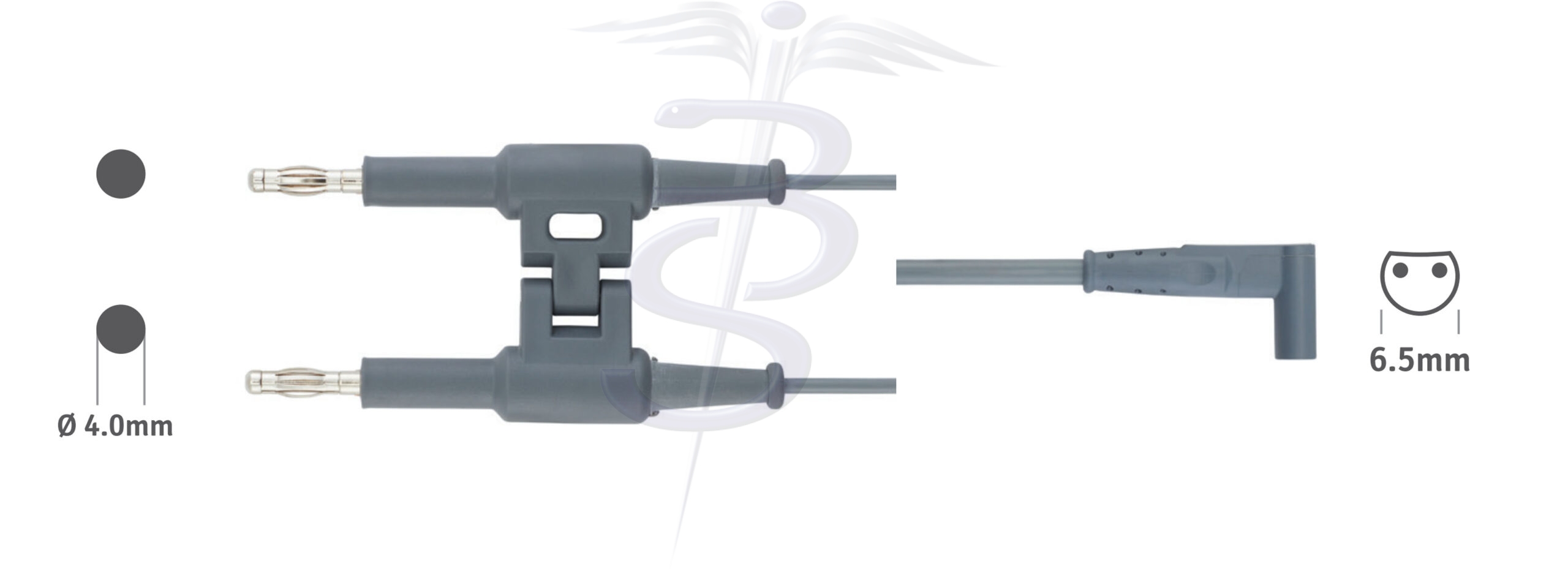 Cable Bolton-230 Bipolar 4.0mm Twin Pin Generator Connector with 6.5mm Double Socket to fit K.Storz Resectoscope - Bolton Surgical