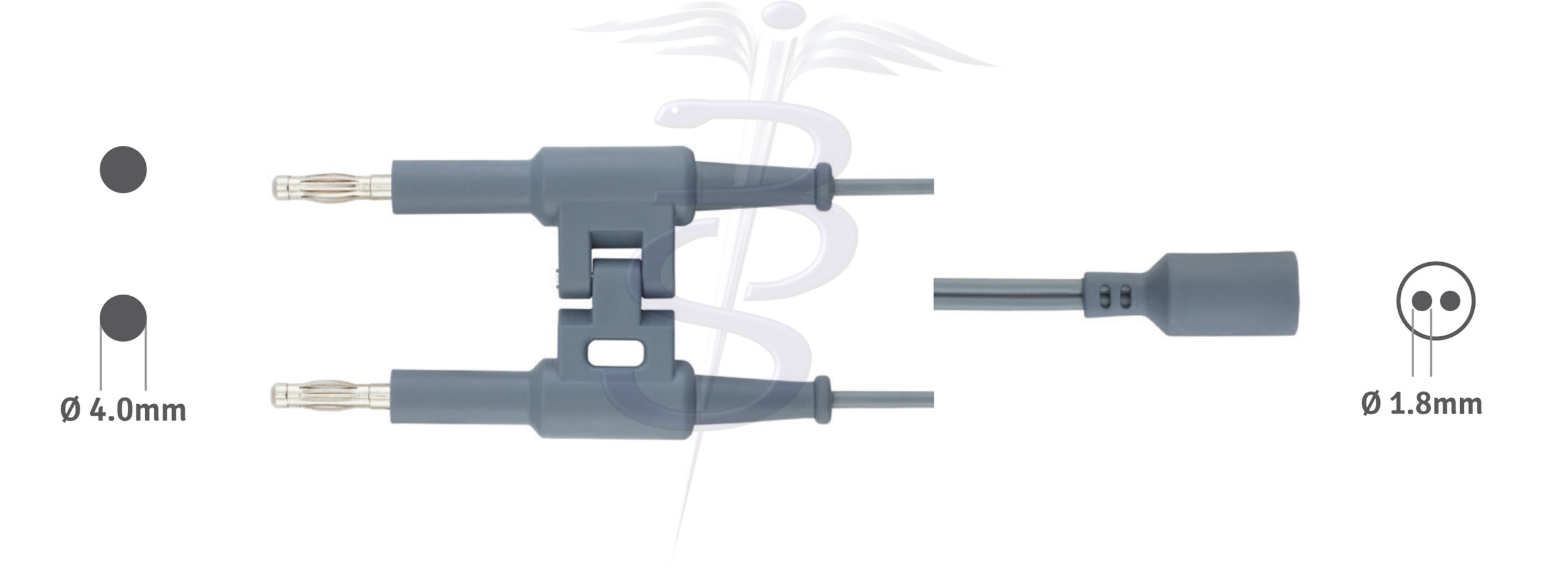 Cable Bolton-230 Bipolar 4.0mm Twin Pin Generator Connector with Double 1.8mm Pin Socket to fit US Forceps - Bolton Surgical