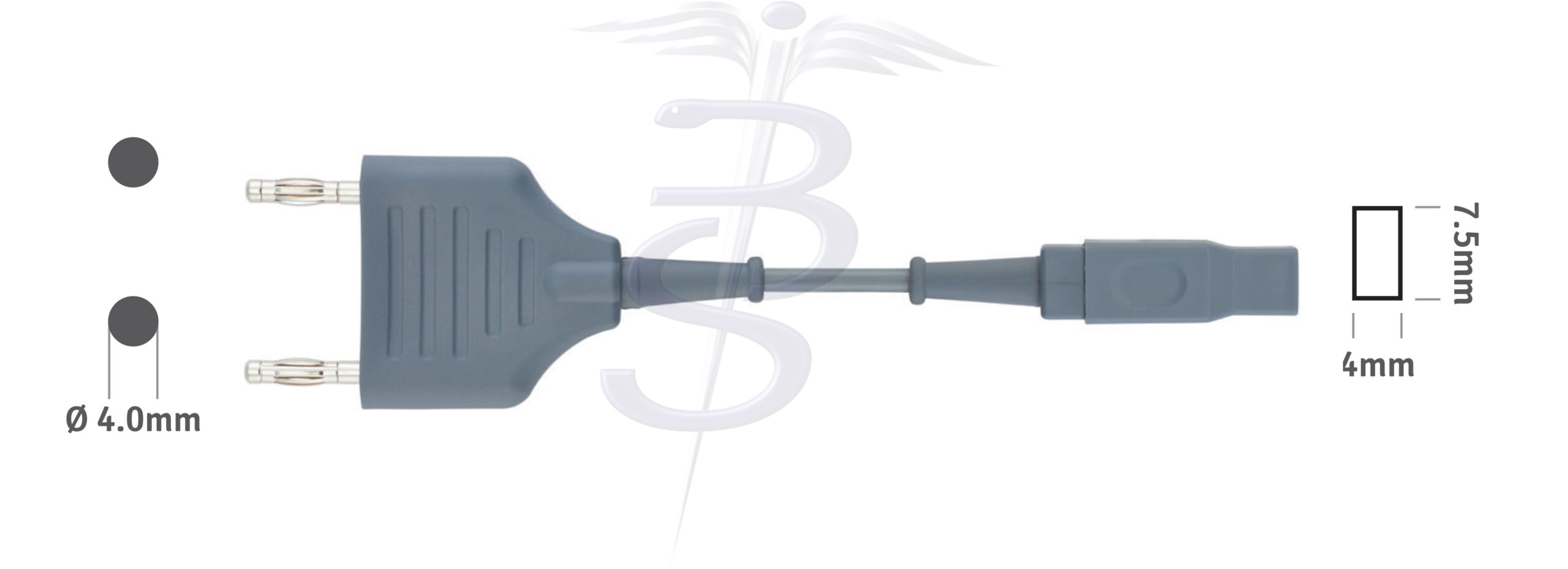 Cable Bolton-230 Bipolar 4.0mm Twin Pin Valleylab Generator Connector to fit Euro Forceps - Bolton Surgical