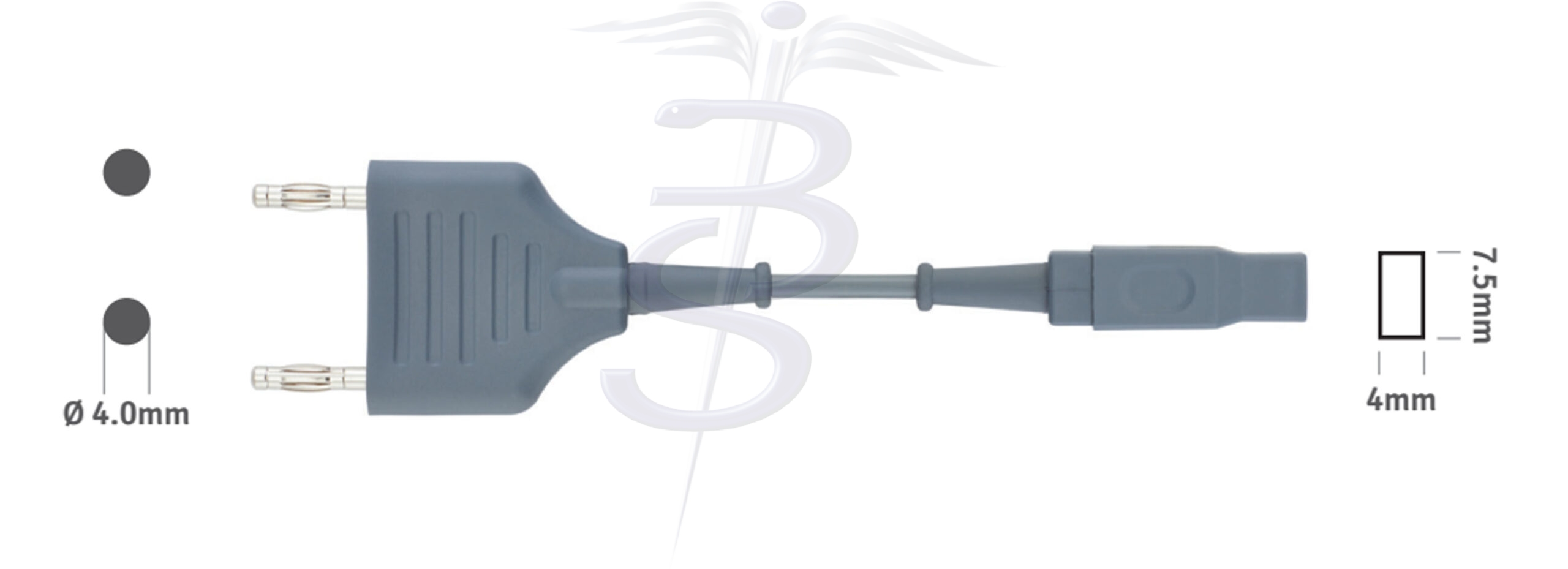 Cable Bolton-230 Bipolar 4.0mm Twin Pin Valleylab Generator Connector to fit Euro Forceps 5 Metres - Bolton Surgical