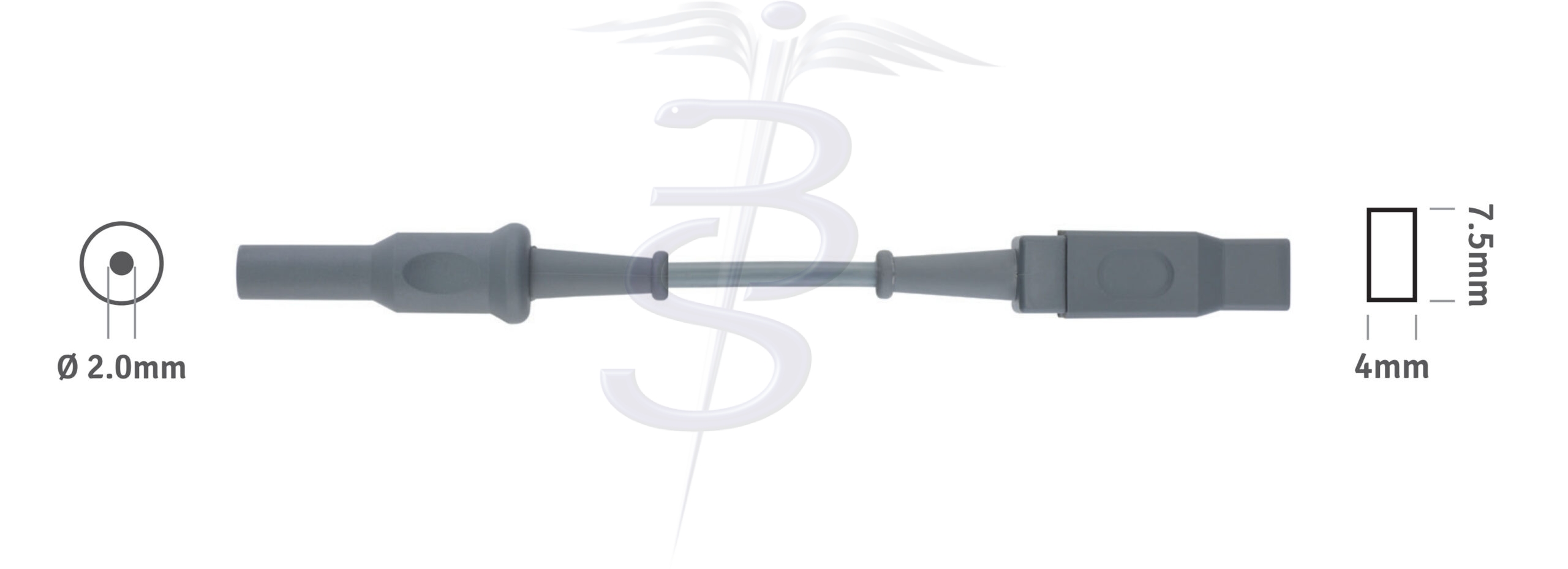Cable Bolton-230 Bipolar 2.0mm Pin in 6mm Martin Socket Generator Connector to fit Euro Forceps - Bolton Surgical