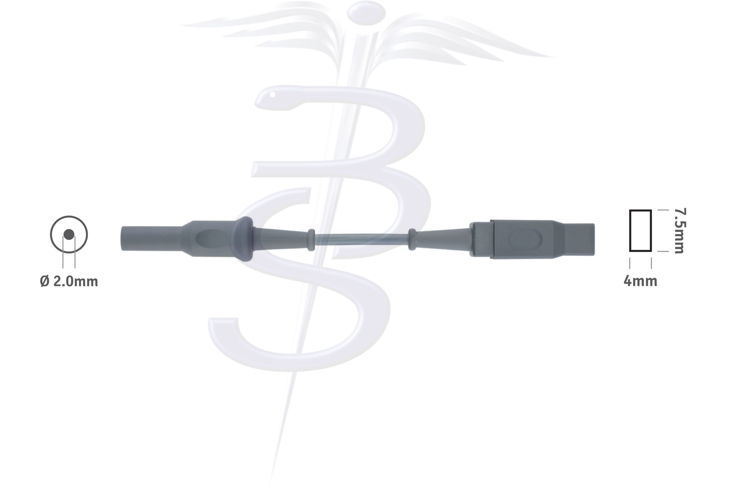 Cable Bolton-230 Bipolar 2.0mm Pin in 6mm Martin Socket Generator Connector to fit  Euro Forceps 5 Metres - Bolton Surgical