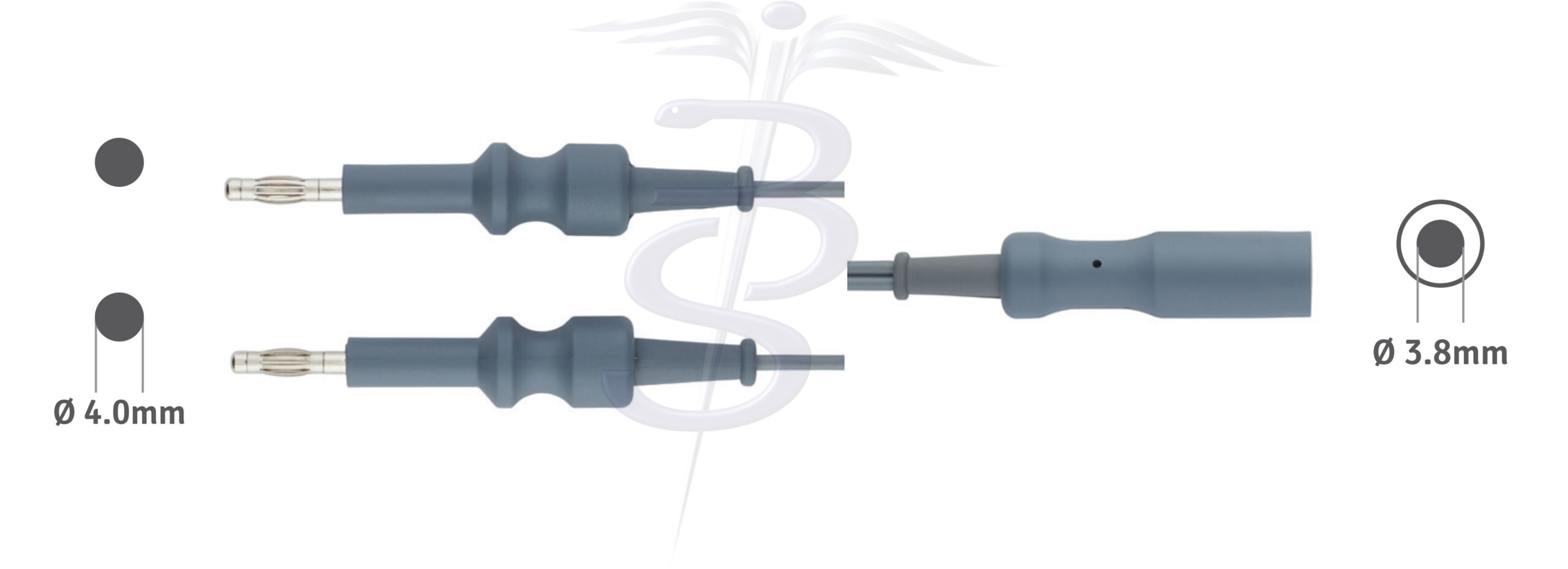 Cable Bolton-230 Bipolar 4.0mm Twin Pin Generator Connector with 3.8mm Female Socket to fit R.Wolf MIS Instrument - Bolton Surgical