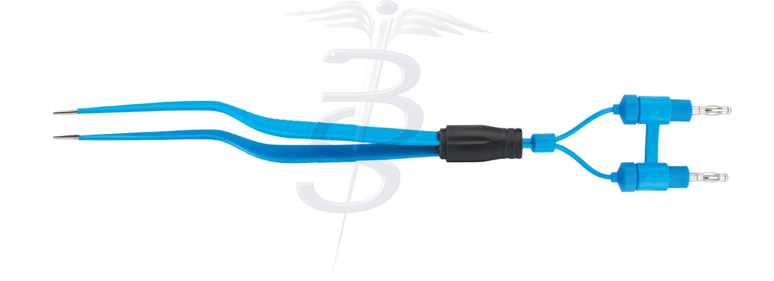 Single Use Bipolar Forceps Bayonet 1.0mm Tip with 3 Metres Twin 4mm Pin Cable (Pack of 10) - Bolton Surgical
