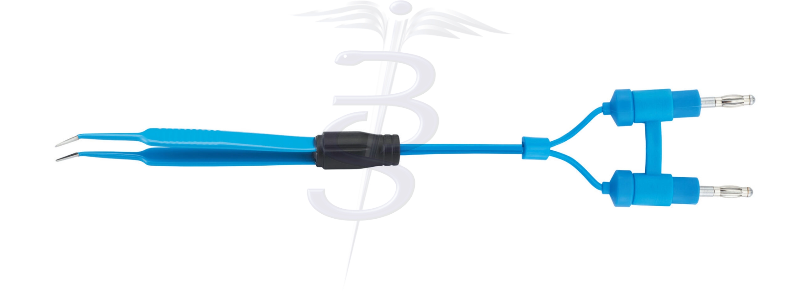 Single Use Jeweller Bipolar Forceps 0.5mm Angled Tip 115mm with 3 Metres Twin 4mm Pin Cable (Pack of 10) - Bolton Surgical
