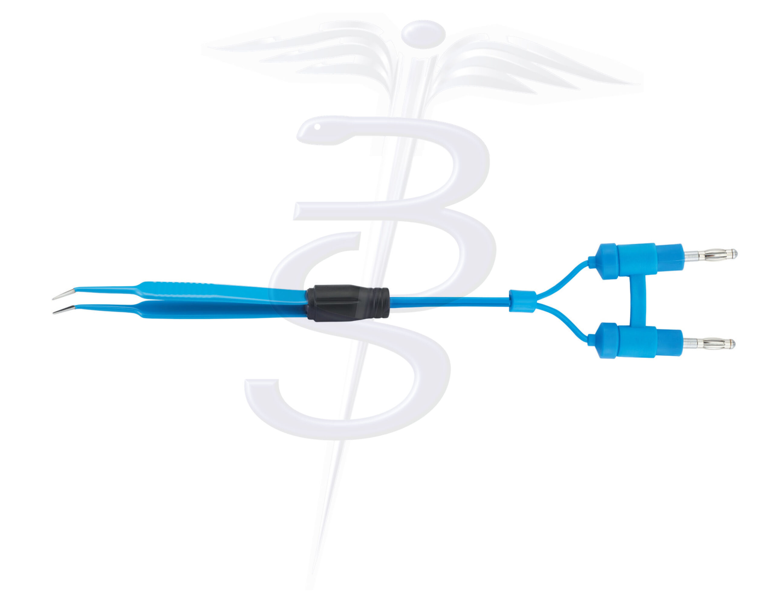 Single Use Jeweller Bipolar Forceps 0.5mm Angled Tip 115mm with 3 Metres Twin 4mm Pin Cable (Pack of 10) - Bolton Surgical