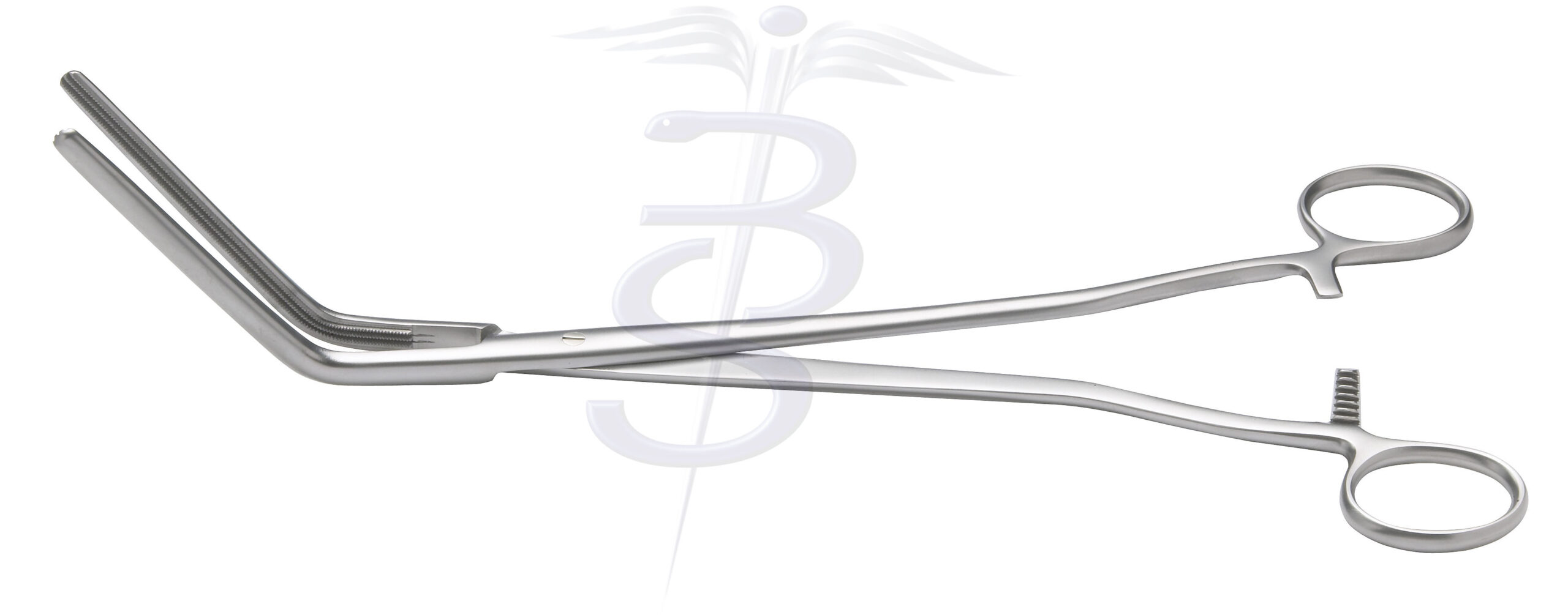 Dickens Bowel Clamp 2nd Curve with 45 Degree Angled 1:2 Atraumatic Jaw Overall Length 280mm - Bolton Surgical
