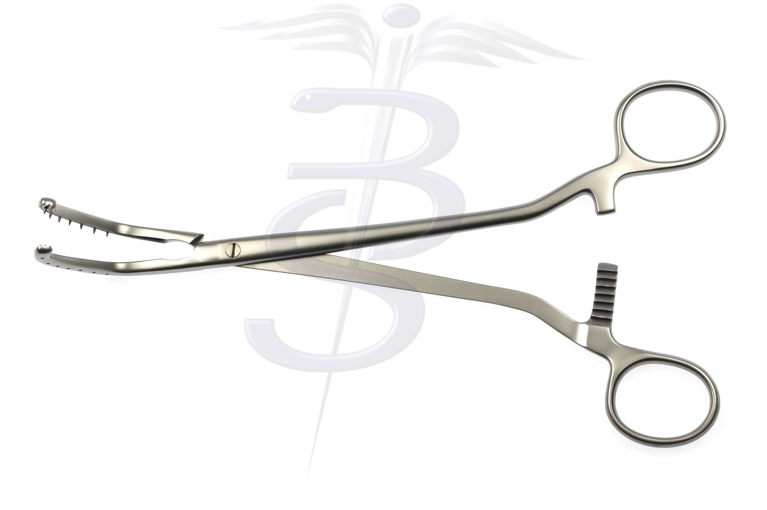 Price Thomas Bronchus Clamp with Full Longitudinal Serrated and Teeth on Right 50mm Jaw  Overall Length 220mm - Bolton Surgical