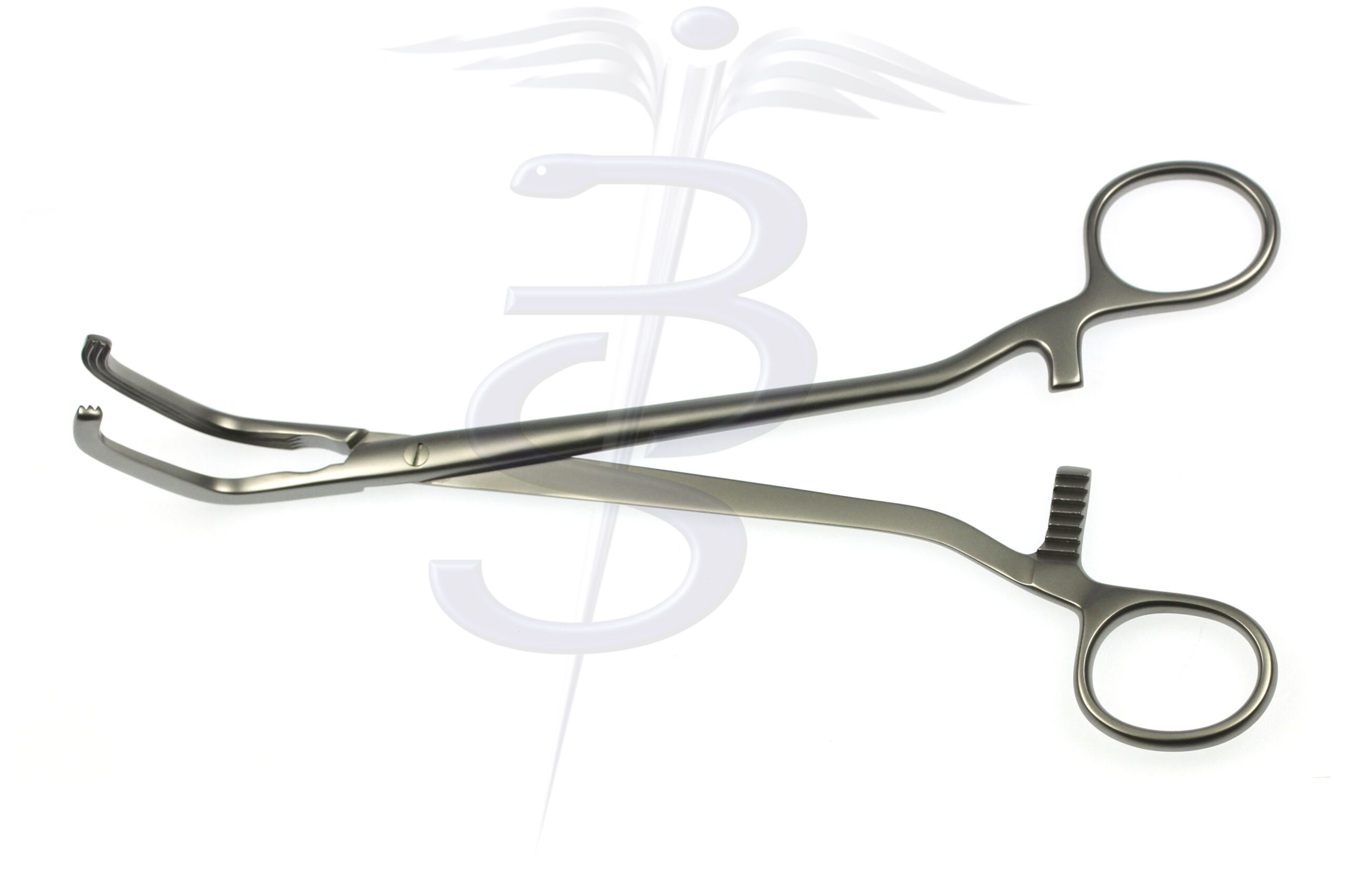 Price Thomas Bronchus Clamp Plain with Full Longitudinal Serrations  50mm Jaw Overall Length 220mm - Bolton Surgical