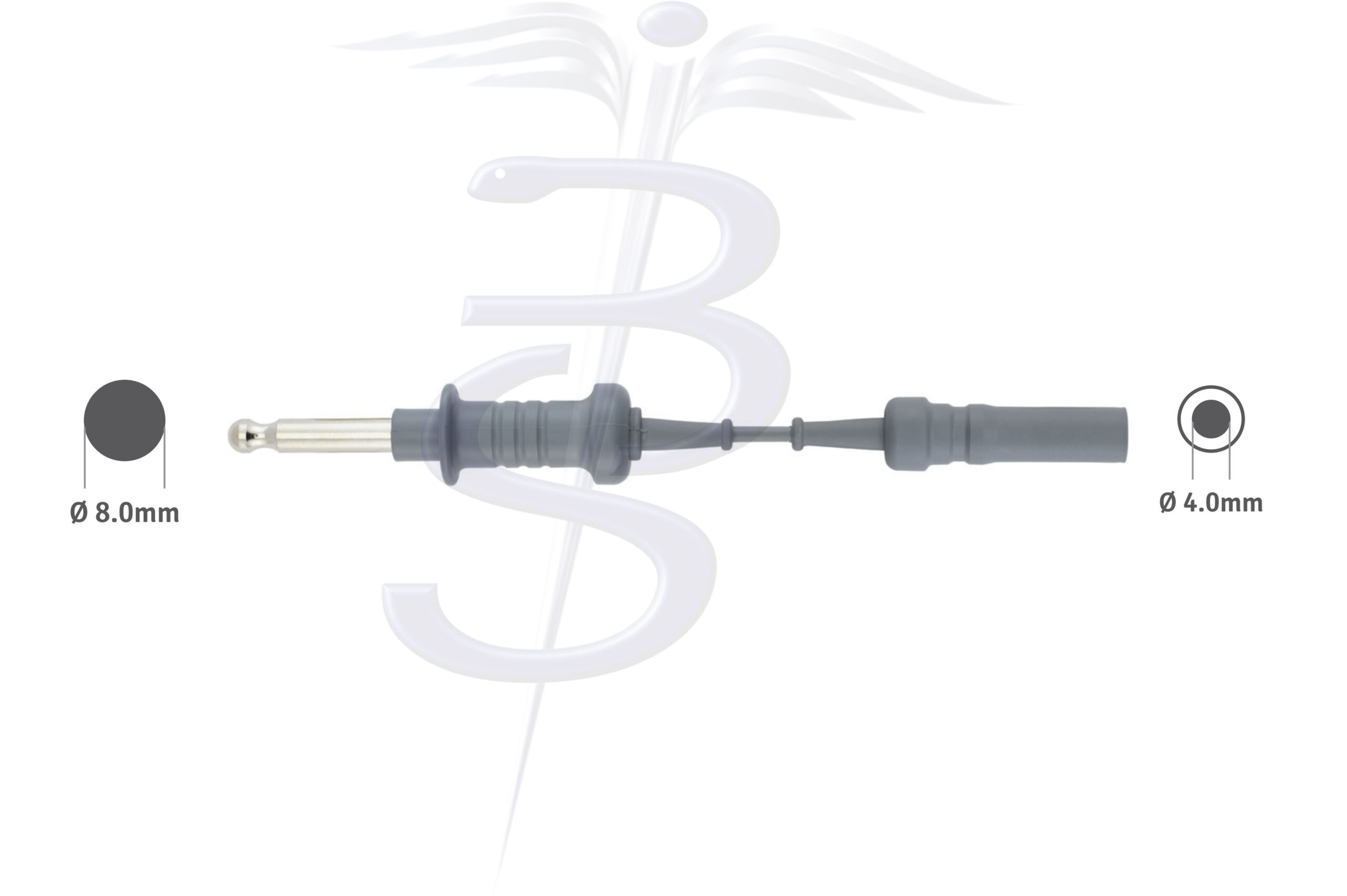 Cable Bolton-230 Monopolar  8.0mm Bovie Generator Connector with 4.0mm Pin in 8mm Socket to fit Laparascope/Endoscope 5 Metres - Bolton Surgical