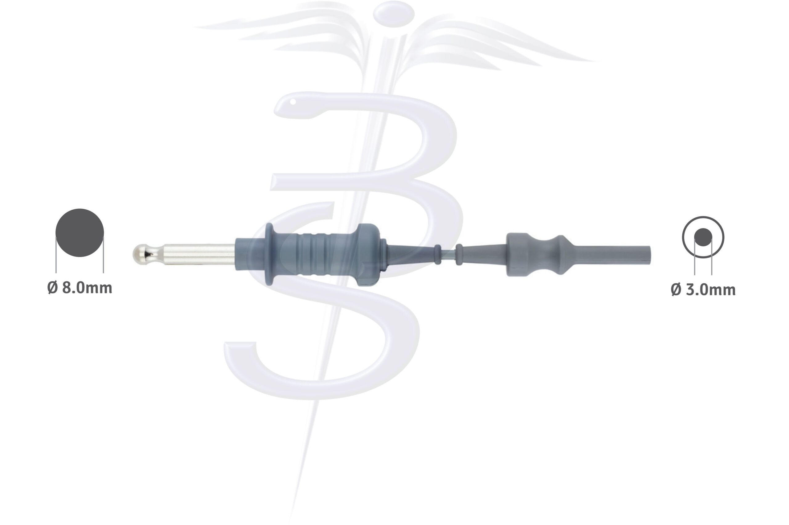 Cable Bolton-230 Monopolar  8.0mm Bovie Generator Connector with 3.0mm Female Socket to fit Olympus Endoscope 5 Metres - Bolton Surgical