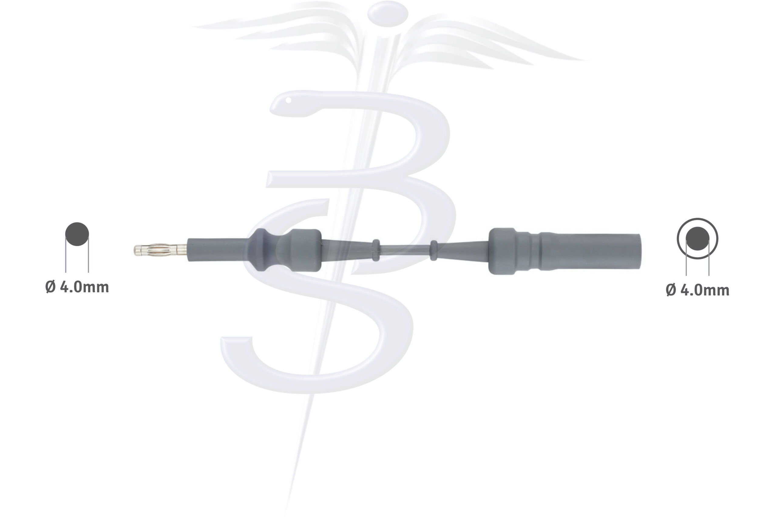 Cable Bolton-230 Monopolar  4.0mm Pin Generator Connector with 4.0mm Pin in 8mm Socket to fit Laparscope/Endoscope 5 Metres - Bolton Surgical