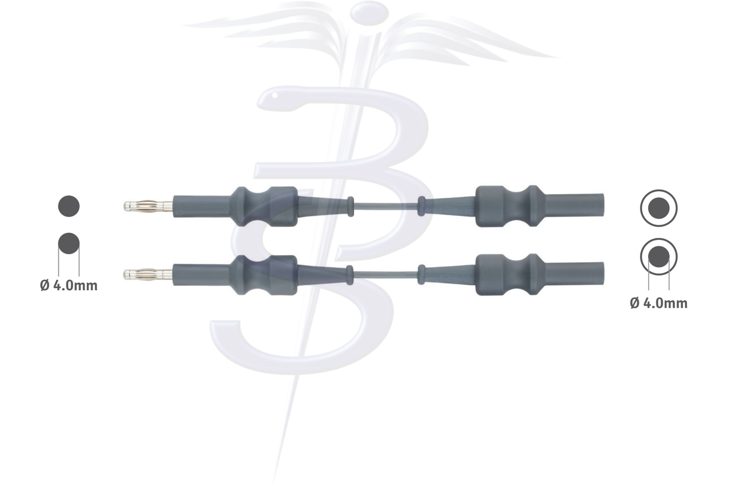 Cable Bolton-230 Bipolar 4.0mm Twin Pin Generator Connector with 4.0mm Twin Female Socket to fit Artery Sealer Connector 5 Metres - Bolton Surgical