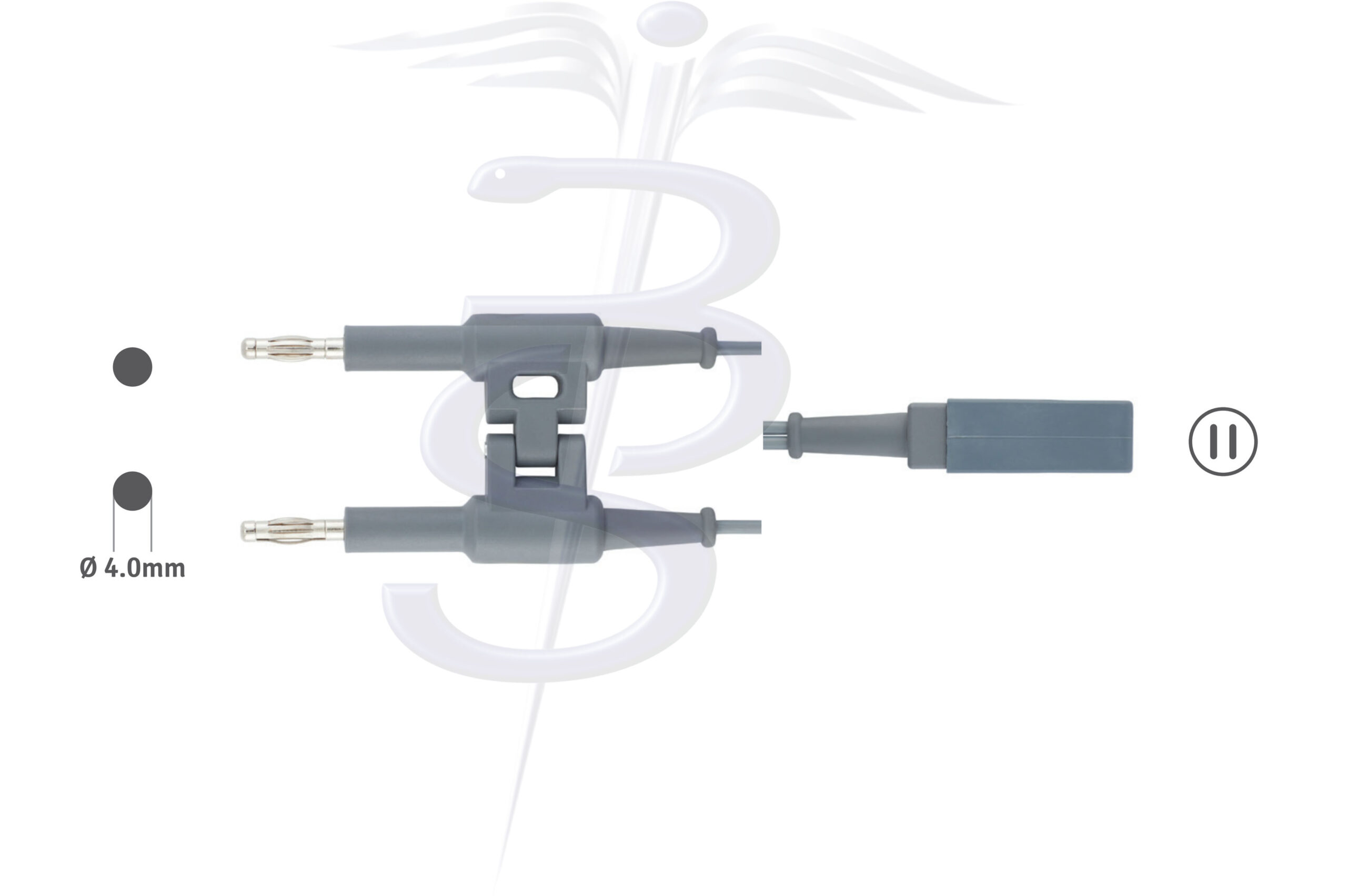 Cable Bolton-230 Bipolar 4.0mm Twin Pin Generator Connector with Twin 6.35mm Slot to fit Aesculap Forceps 5 Metres - Bolton Surgical