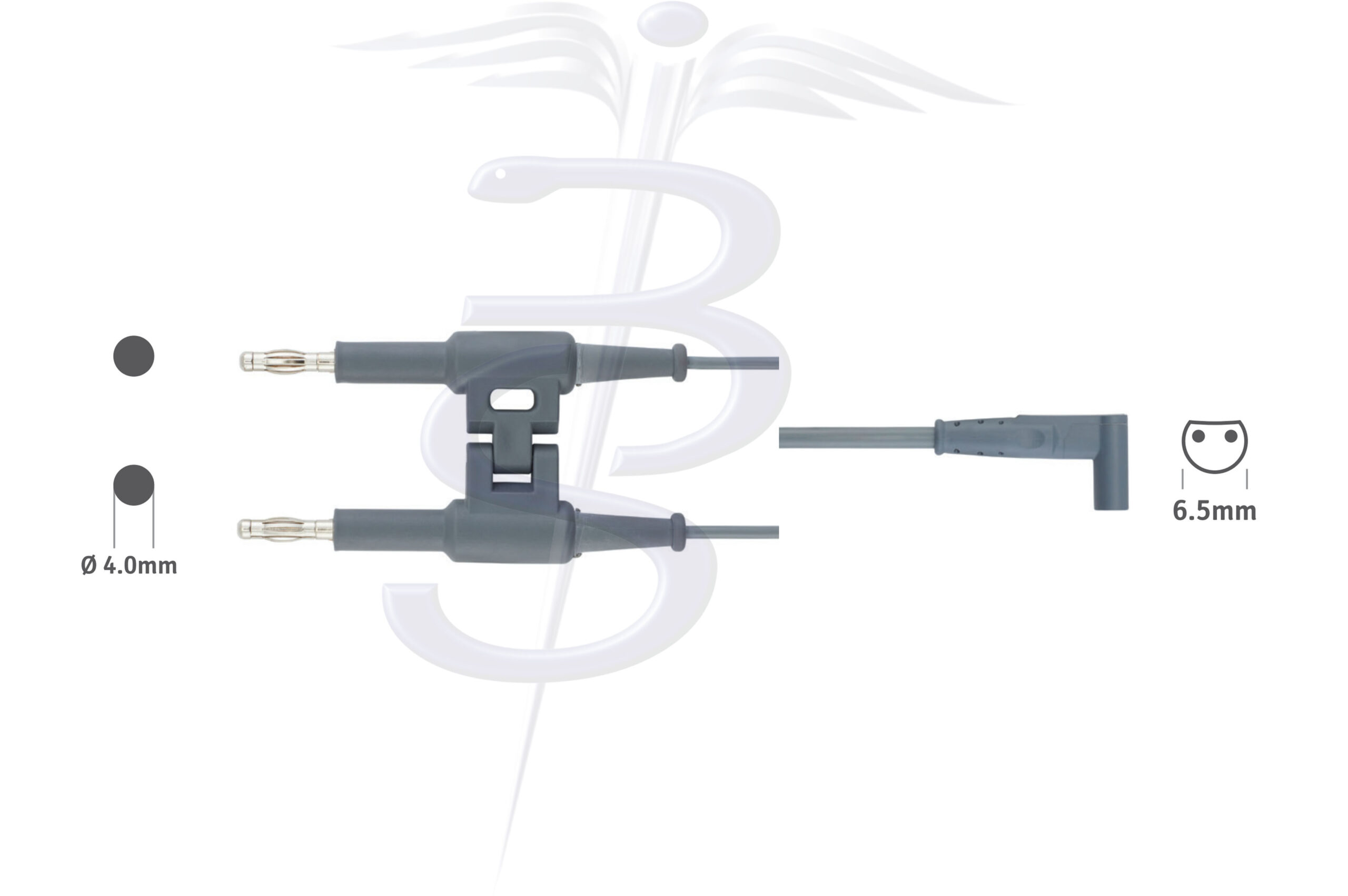 Cable Bolton-230 Bipolar 4.0mm Twin Pin Generator Connector with 6.5mm Double Socket to fit K.Storz Resectoscope 5 Metres - Bolton Surgical