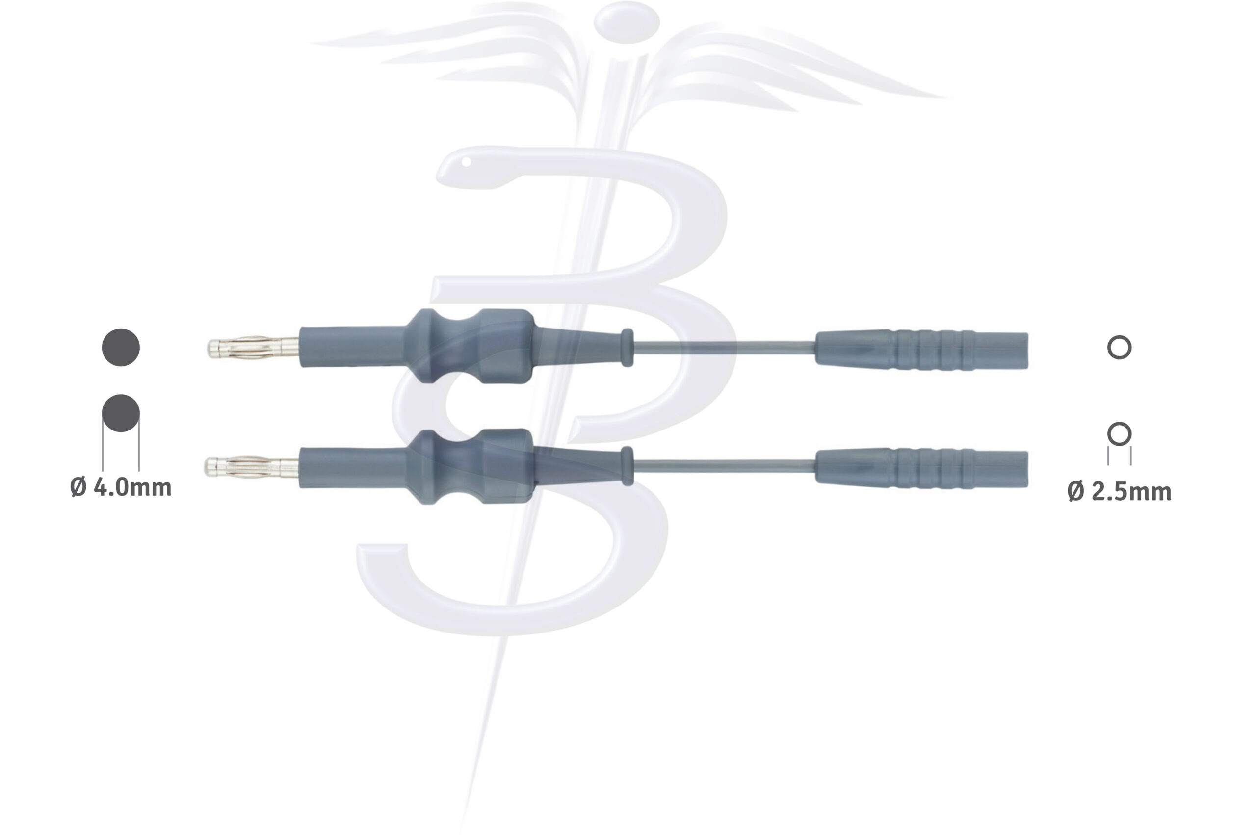 Cable Bolton-230 Bipolar 4.0mm Twin Pin Generator Connector with 2.5mm Twin Female Socket to fit Ethicon Powerstar Cable 5 Metres - Bolton Surgical