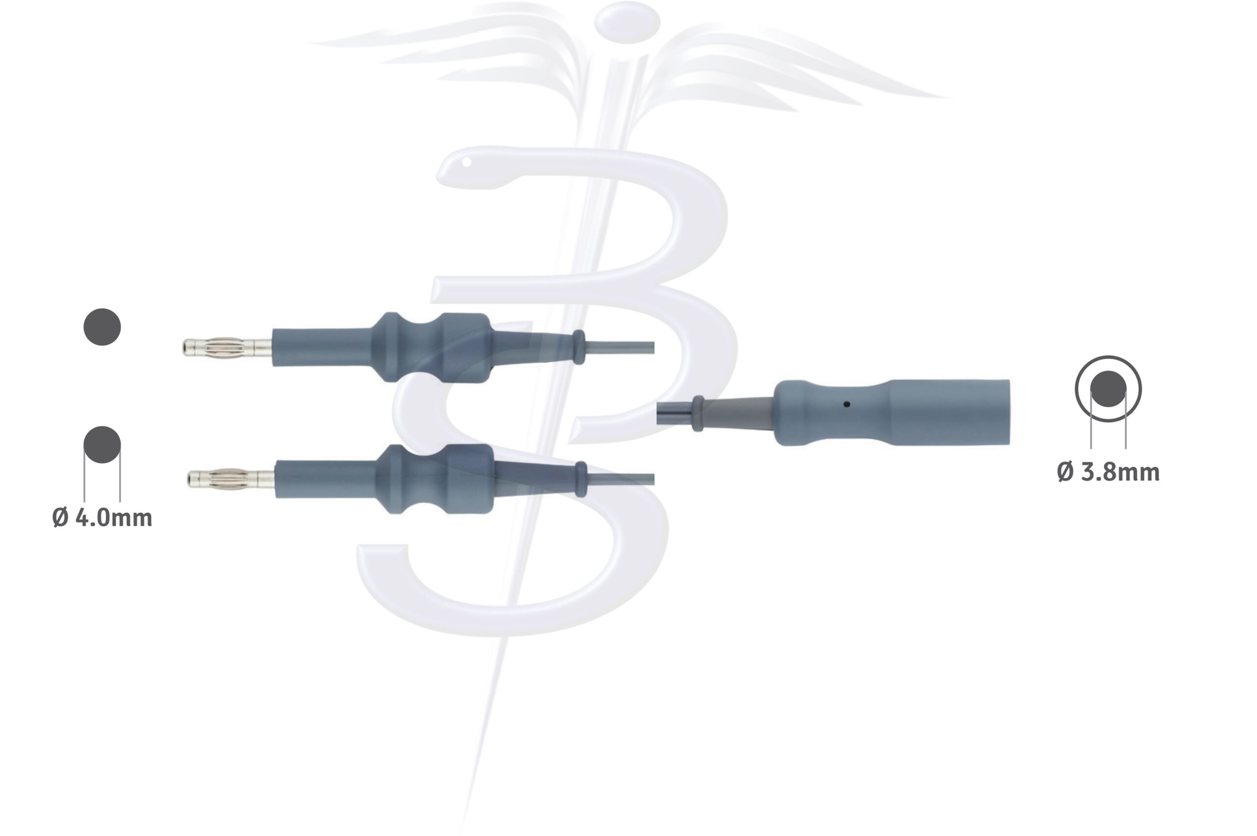 Cable Bolton-230 Bipolar 4.0mm Twin Pin Generator Connector with 3.8mm Female Socket to fit R.Wolf MIS Instrument 5 Metres - Bolton Surgical