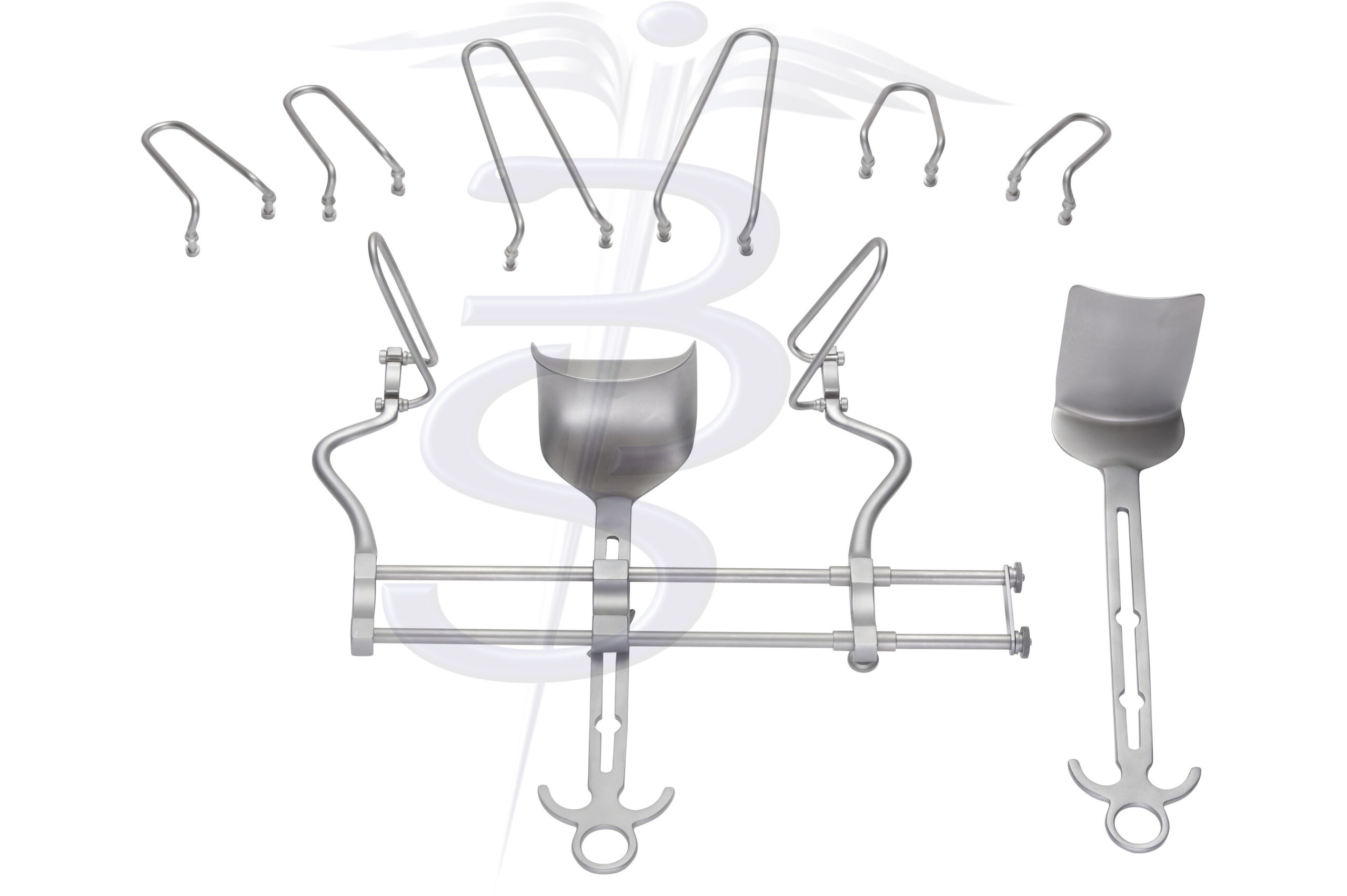 Balfour Interchangeable Retractor Set Complete (Consisting of 4 sets of Lateral Blades 65mm/ 85mm/ 105mm & 155mm Deep 1 Balfour Centre Blade 70mm Wide x 70mm Deep & 1 Straight Centre Blade 70mm Wide x 100mm Deep) - Bolton Surgical