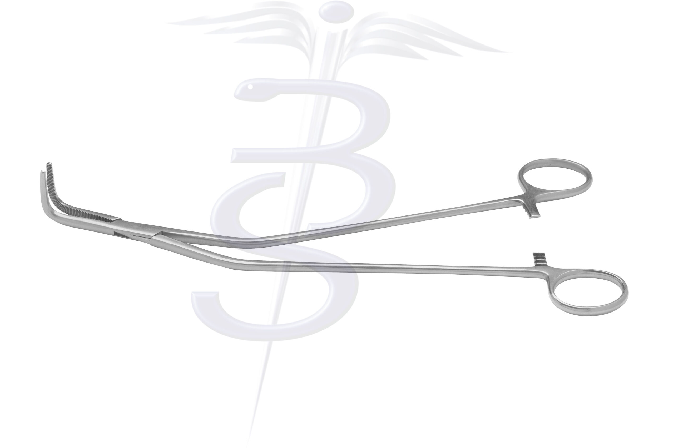 McDougal Prostatectomy Clamp Angled to Right with 40mm Fully Serrated Jaw Overall Length 255mm - Bolton Surgical