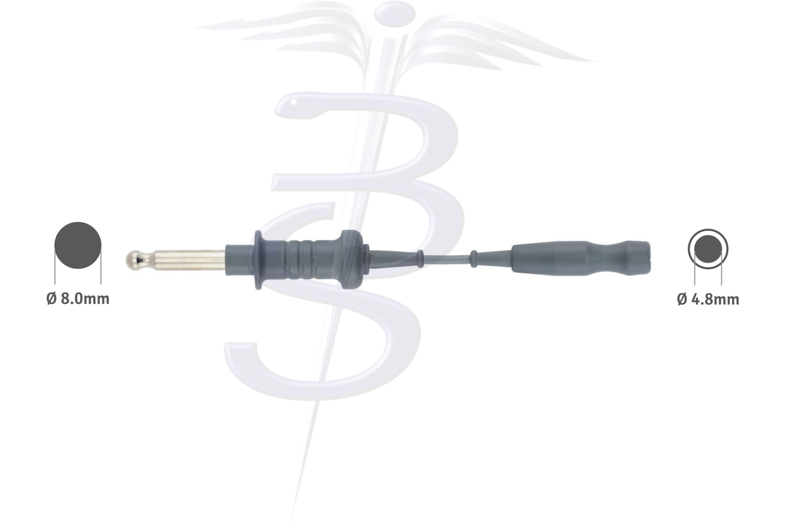 Cable Bolton-230 Monopolar  8.0mm Bovie Generator Connector with 4.8mm Socket fo fit UK Monopolar Forceps 5 Metres - Bolton Surgical